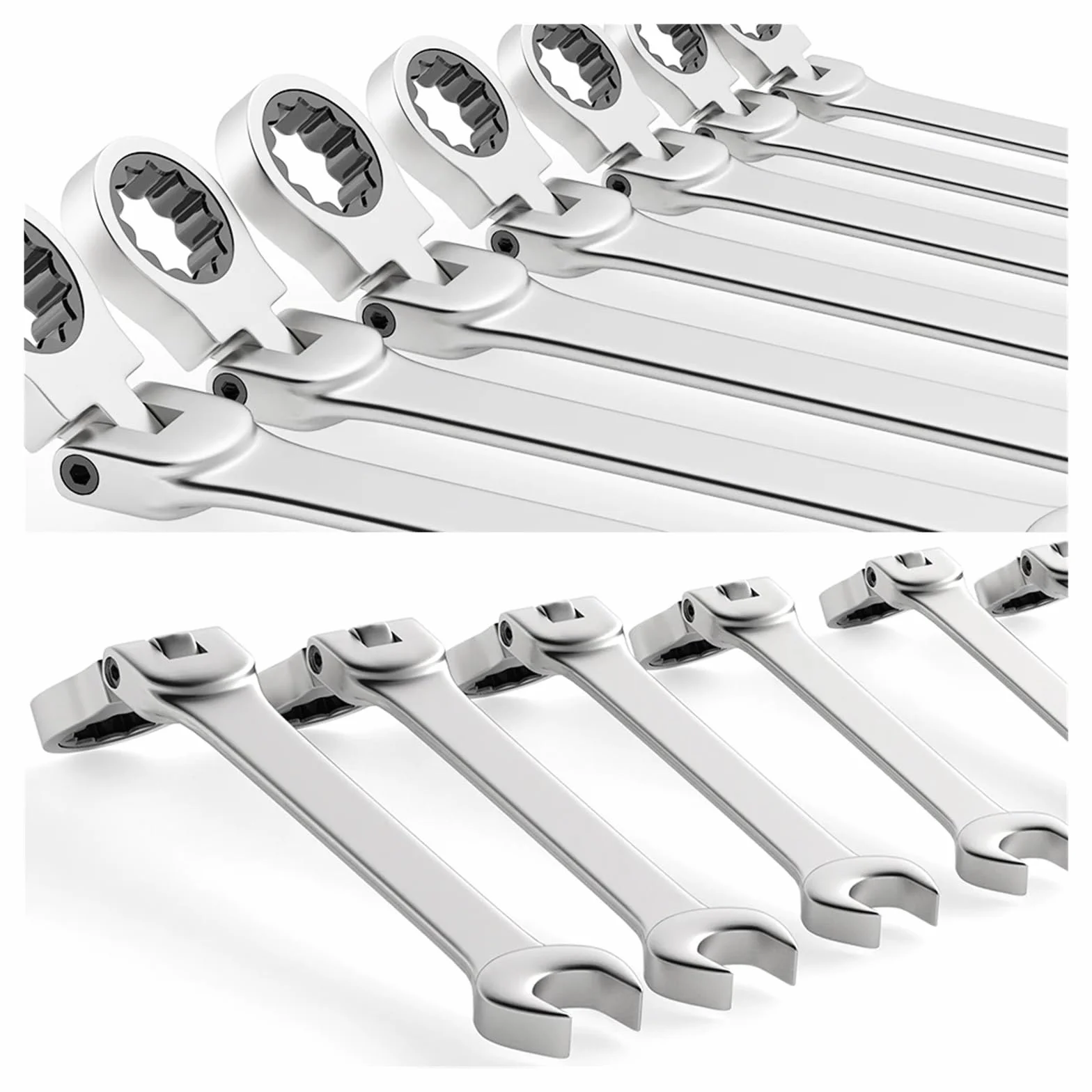 Zestaw Kluczy Zestaw Kluczy Płasko-oczkowych Z Grzechotką 6-23 Mm, Metryczny, Główka Elastyczna, Klucz Grzechotkowy, Stal Chromowo-wanadowa(8pcs)