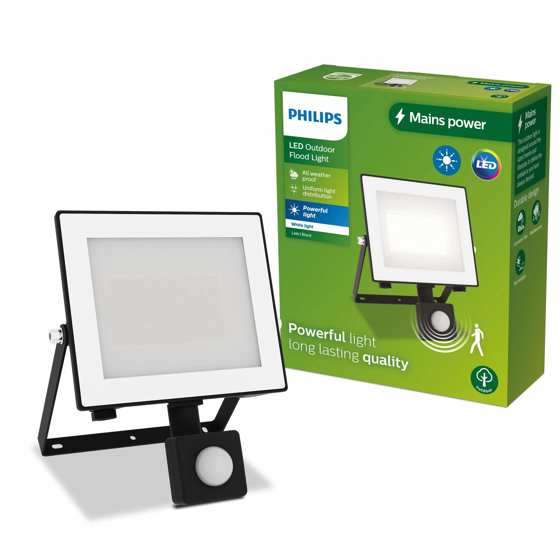 Philips Lois Zewnętrzna Lampa Floodlight z Czujnikiem, 30 W, 3000 K, Czarna