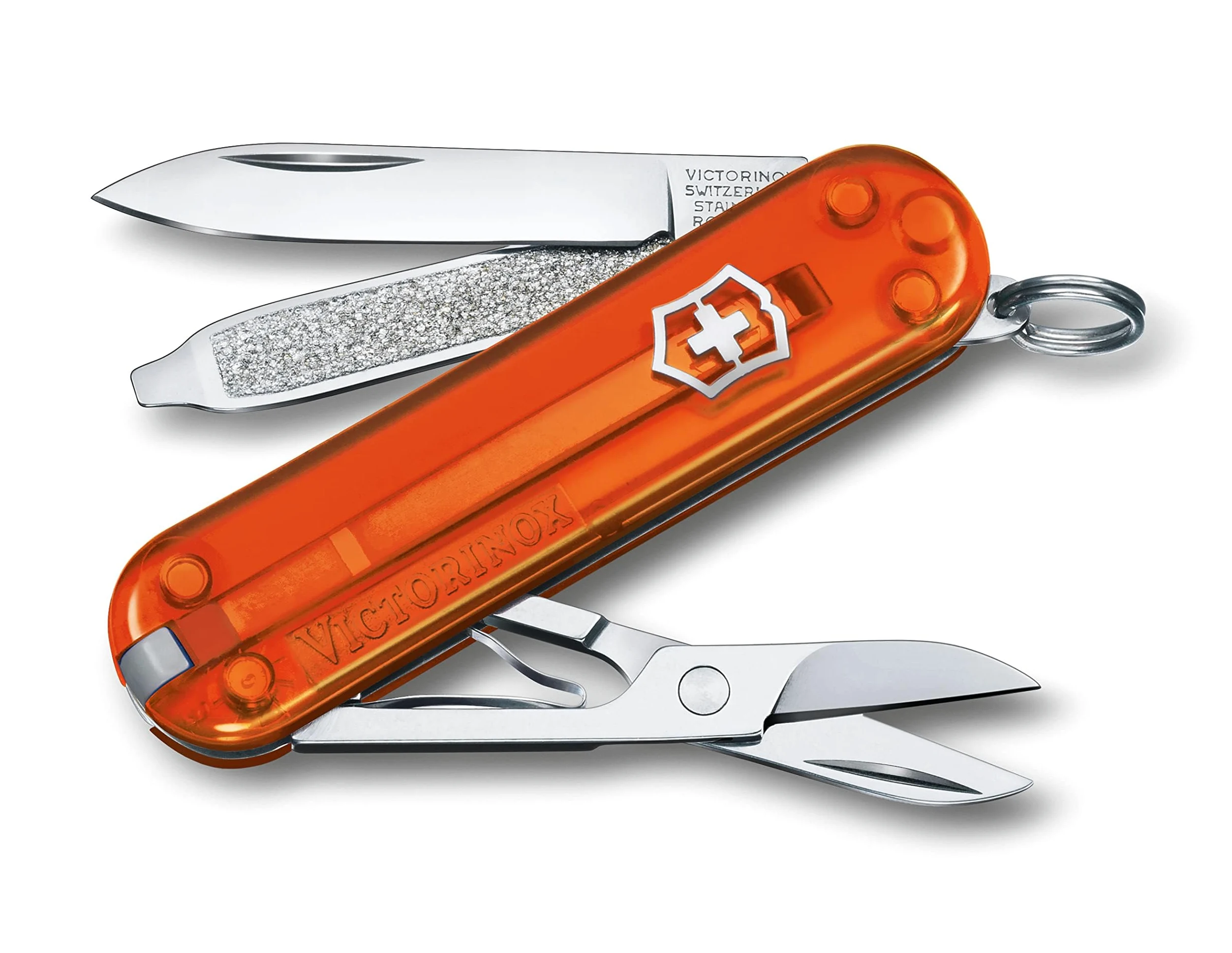 Victorinox Taschenmesser Classic SD Colors (7 Funktionen, Klinge, Schere, Nagelfeile), klein Fire Opal 58 mm