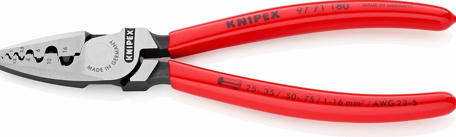 KNIPEX Szczypce do zagniatania tulejek kablowych z tworzywa sztucznego, powlekane 180 mm, 97 71 180