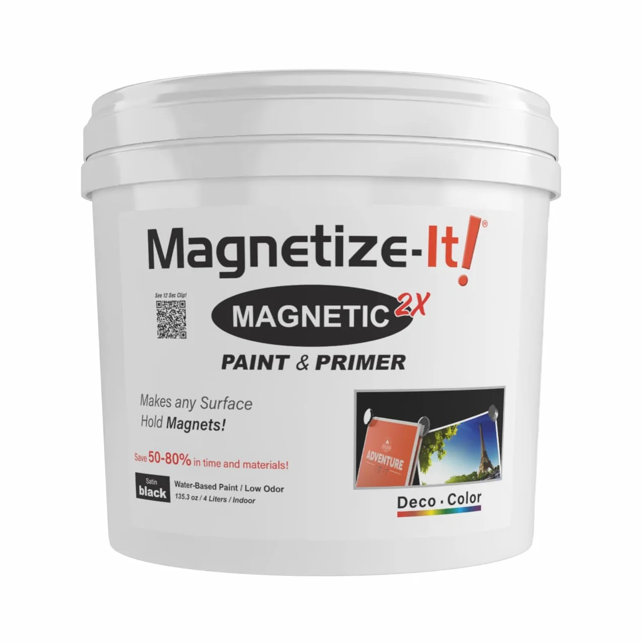 Magnetyczna farba ścienna z gruntowaniem (na bazie wody) - czarna - | 1 l | 1000 ml | Deco Color Extra przyczepność, płaska i trwała, uniwersalna farba do wnętrz