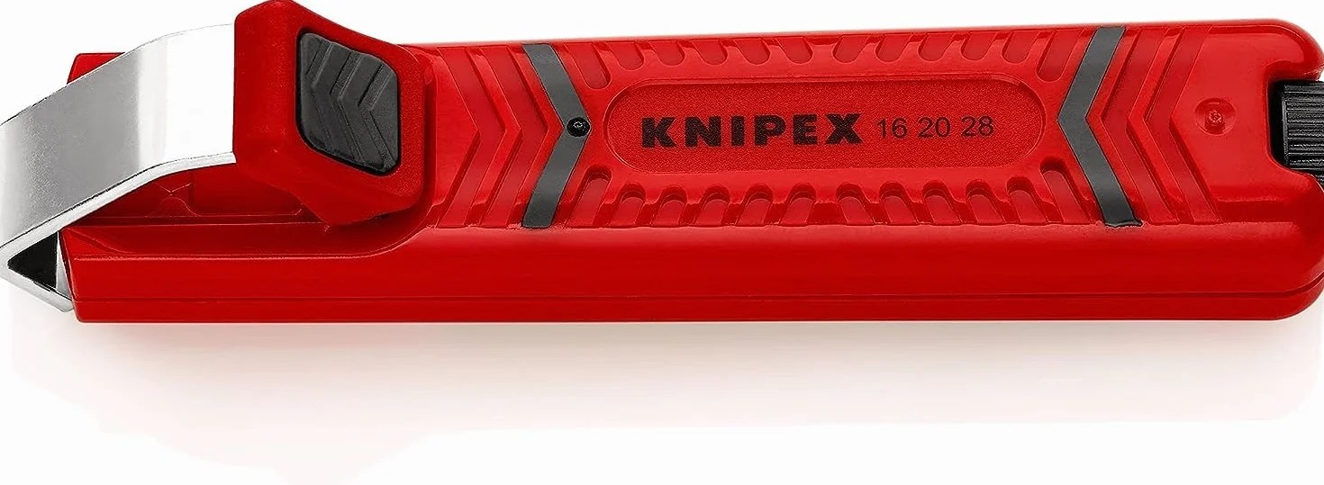 KNIPEX Przyrząd do ściągania zewnętrznej izolacji z ostrzem skalpela w blister Korpus z udaroodpornego tworzywa sztucznego 130 mm, 16 20 28 SB