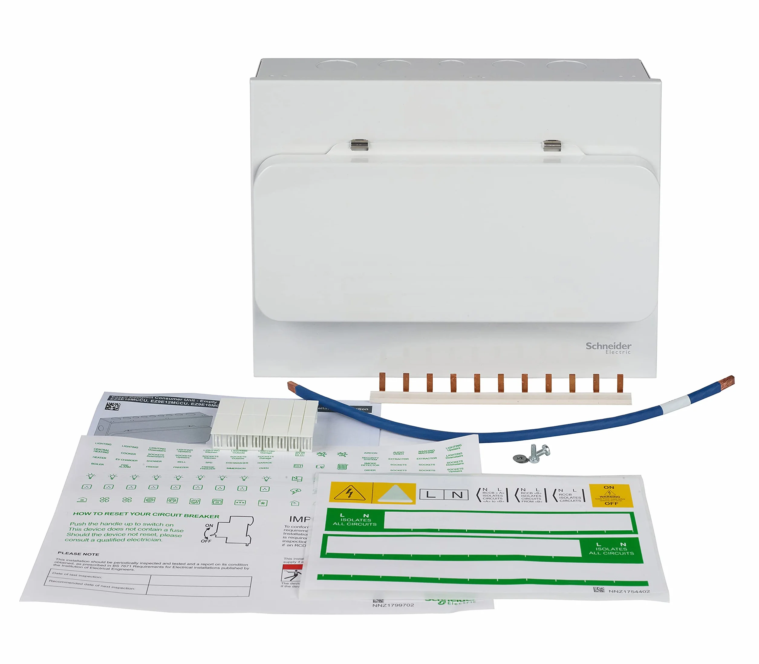 Schneider Electric Easy9, kompaktowy, 10-drożny metalowy pojemnik, pusta jednostka konsumpcyjna, EZ9E10MCCU, biały