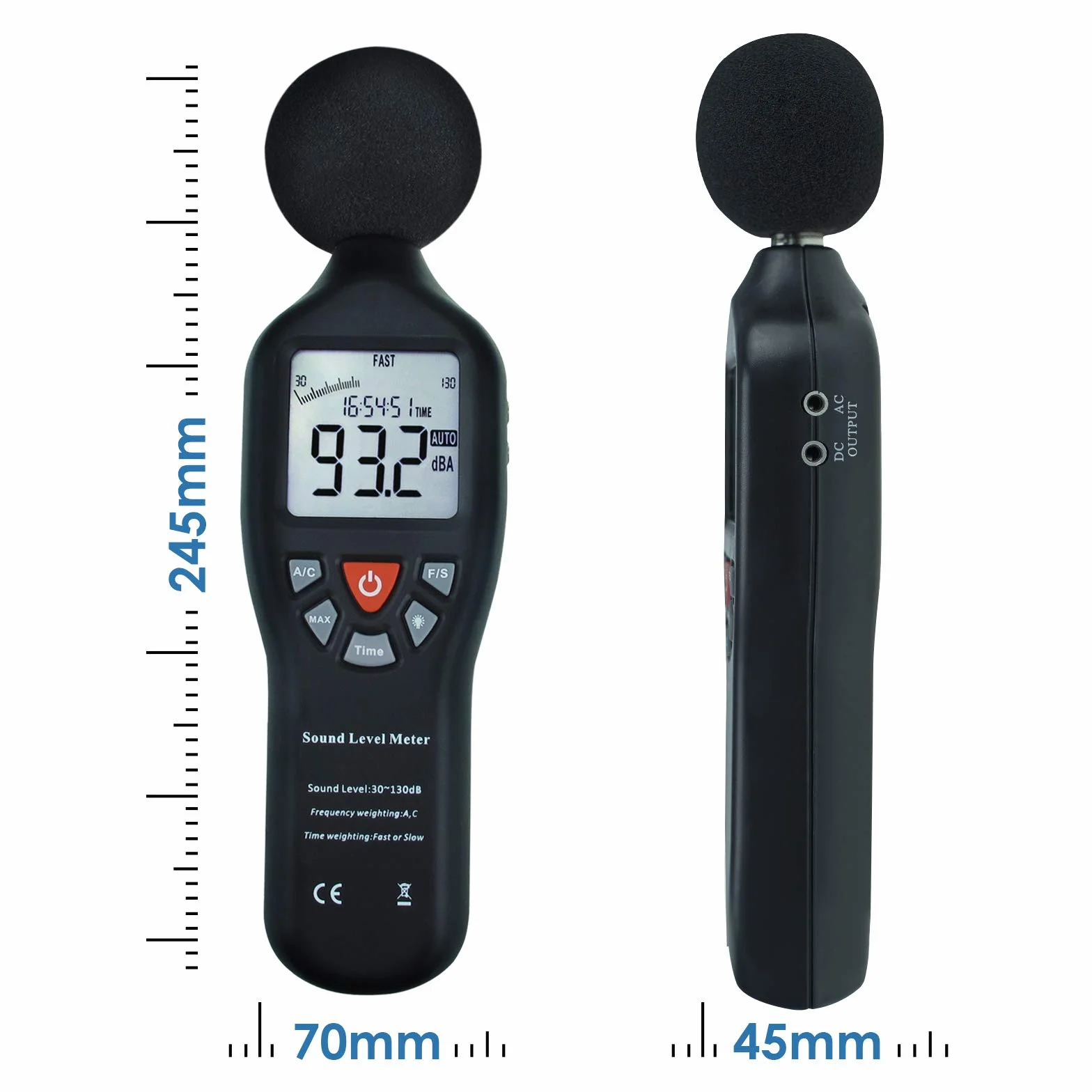 Cyfrowy miernik dźwięku decybel z uchwytem na statyw podświetlany wyświetlacz o wysokiej dokładności pomiar 30dB-130dB z dużym ekranem LCD kompaktowy instrument