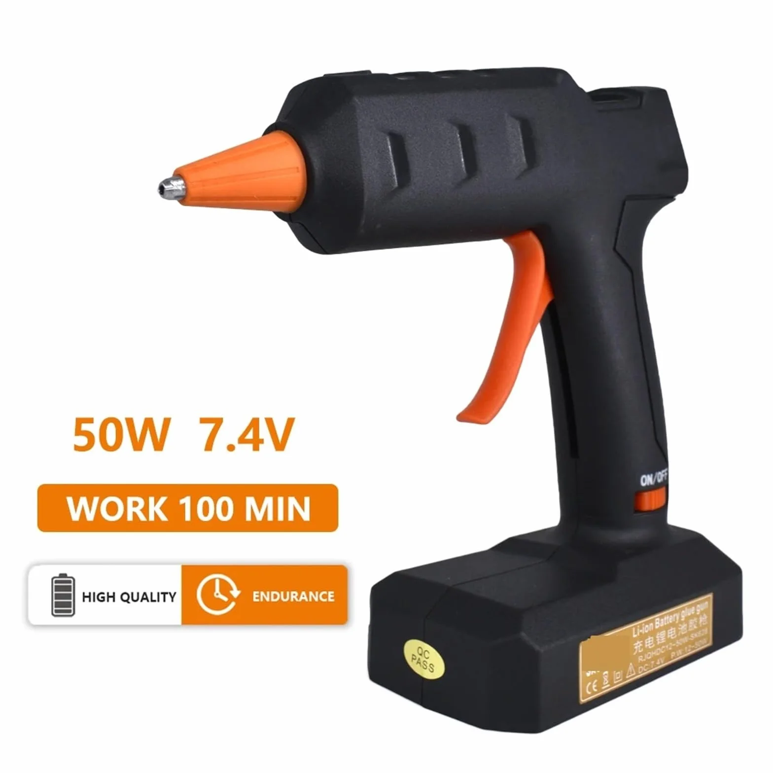 50W bezprzewodowy pistolet do klejenia na gorąco z baterią litową, domowa produkcja DIY, naprawa, klejenie, bezprzewodowy pistolet do klejenia na gorąco z 7 mm sztyftem klejowym Bezwysiłkowe tworzenie
