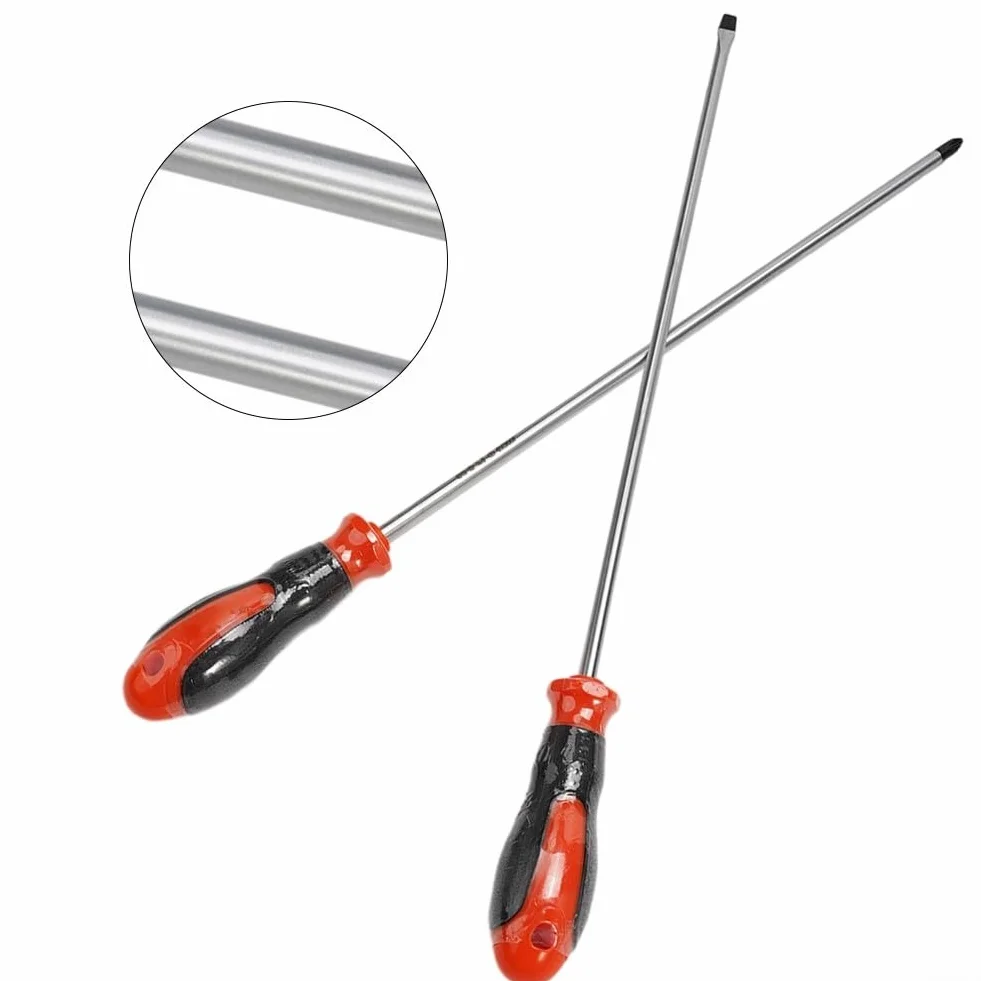 12-calowy, bardzo długi wkrętak magnetyczny z gumową rączką – zestaw narzędzi ręcznych(2pcs set)