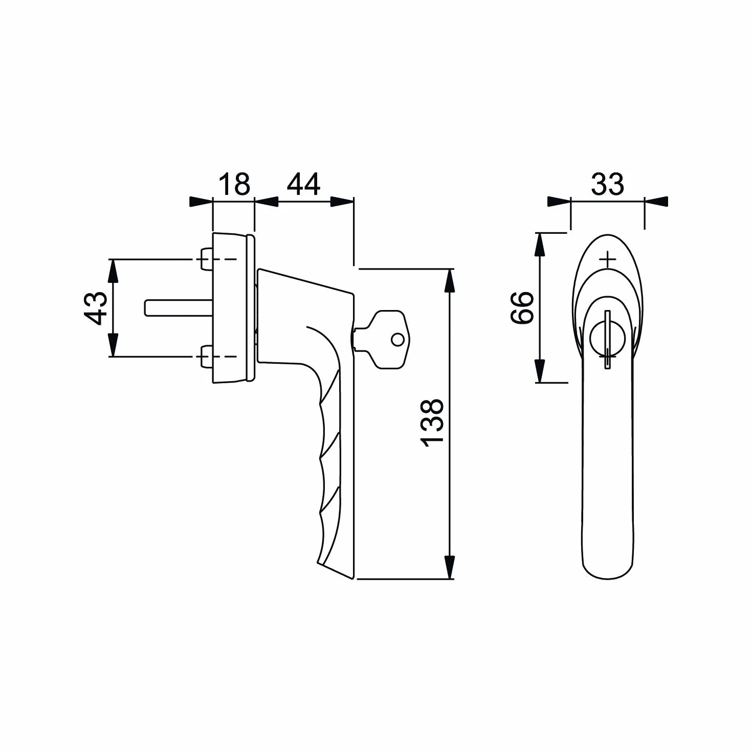 HOPPE 10765074 Klamka okienna Brest z cylindrem blokującym | aluminium srebrna | blokada kluczem | czworokątna 7 x 32-42