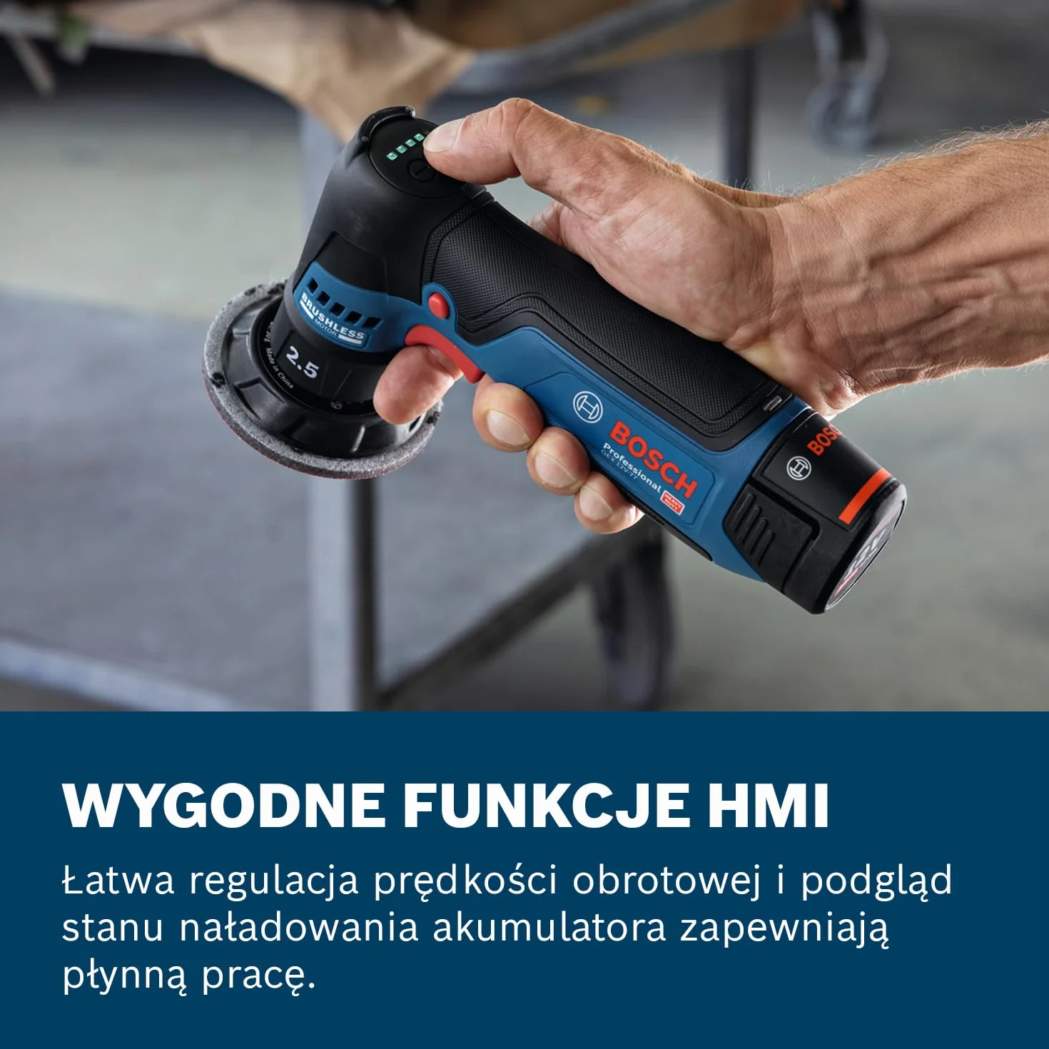 Bosch PRO 12V System Akumulatorowa szlifierka mimośrodowa GEX 12V-77 (talerz oporowy 77 mm z mocowaniem na rzepy, klucz)