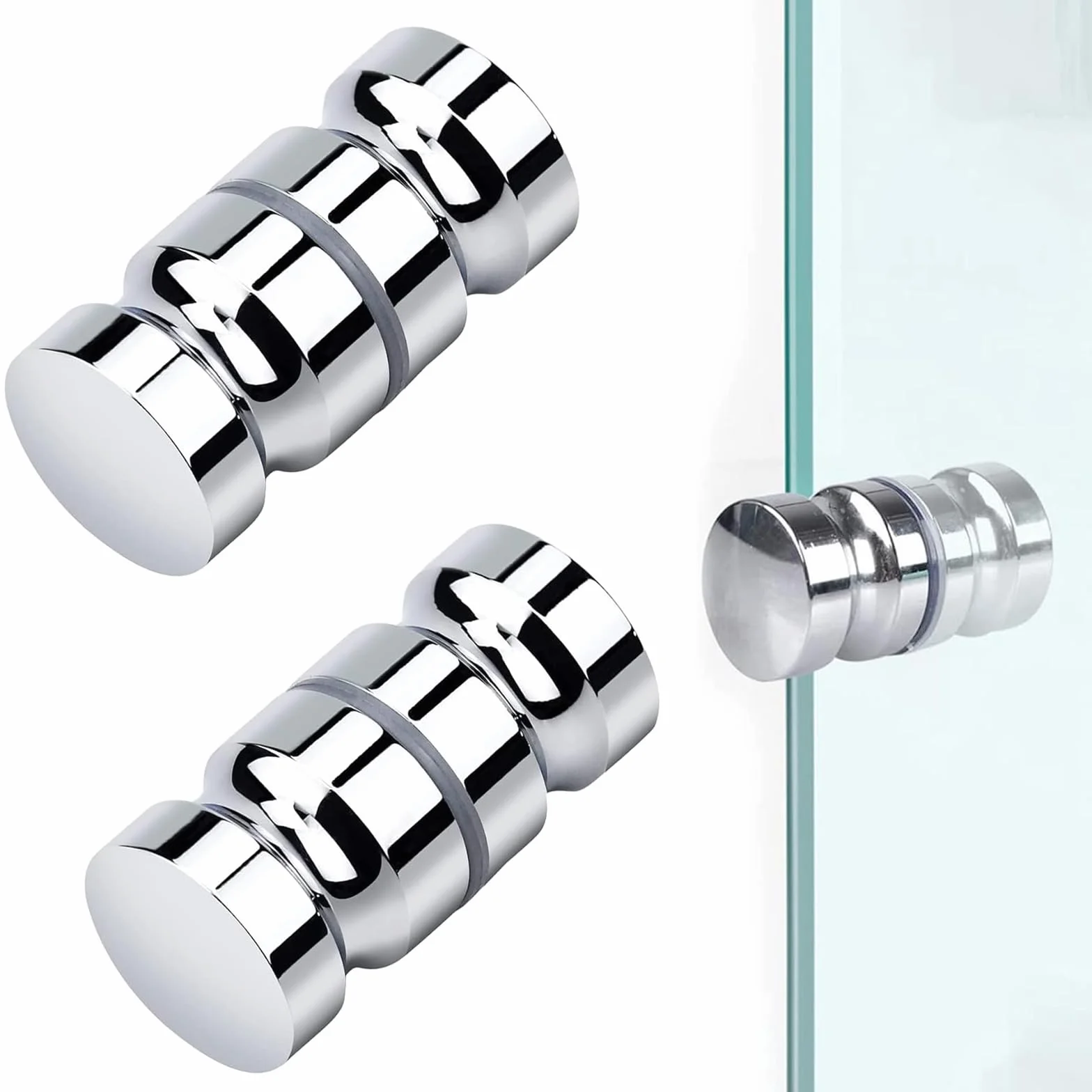 Gałka do drzwi prysznicowych, 2 sztuki, gałka do drzwi prysznicowych, M8 x 30 mm, stal nierdzewna, uchwyt prysznicowy, szklane drzwi przesuwne