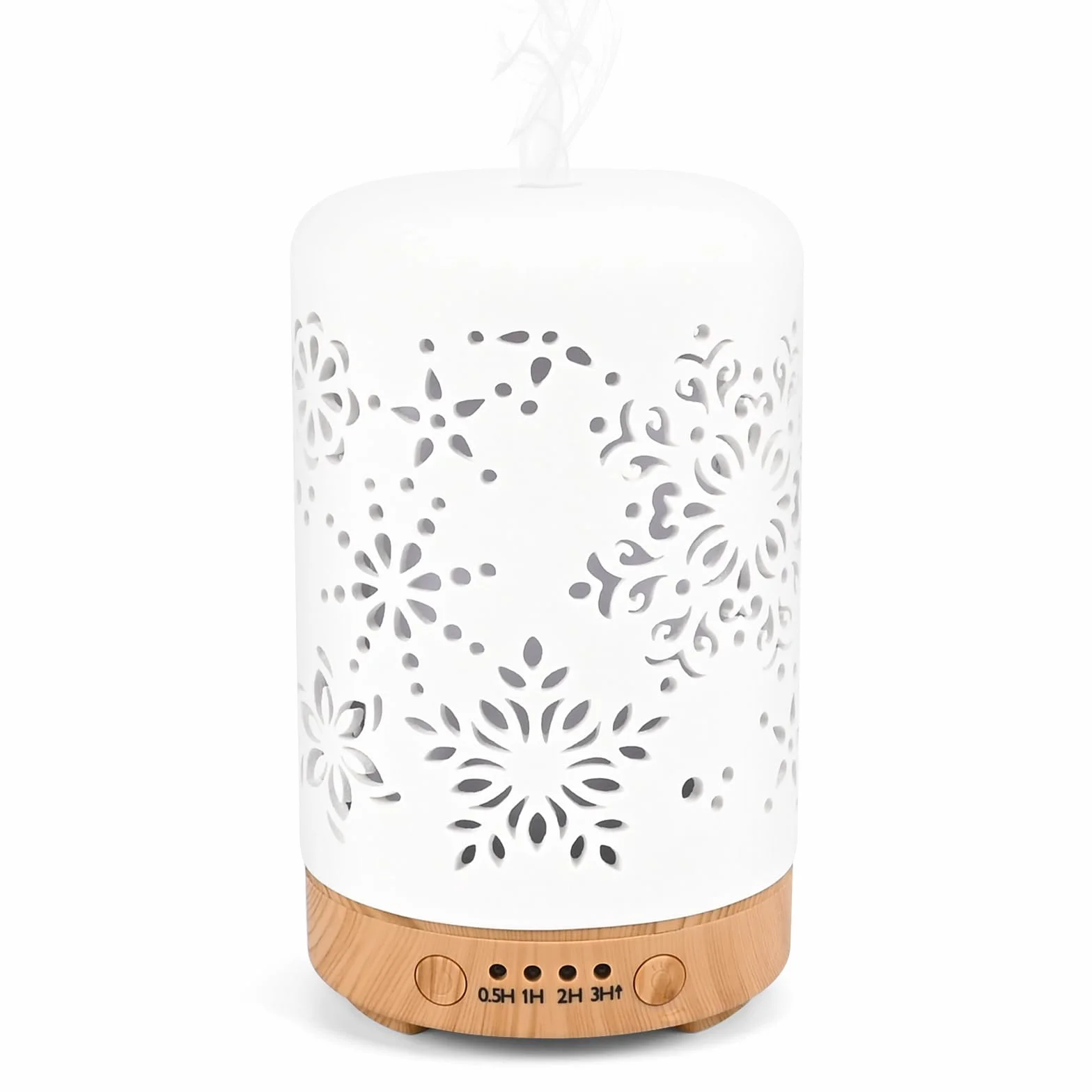 GuKKK 100ML Ceramiczny Dyfuzor Aromatyczny do Olejków Eterycznych z Regulowanym Trybem Mgły, 7 Kolorów LED, Timer