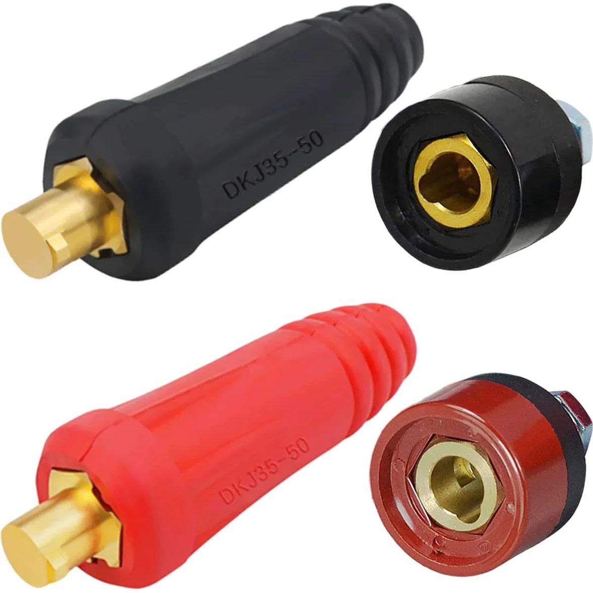 do kabla spawalniczego TIG złącze wtykowe i gniazdo zestaw szybkozłączki Dinse Style DKJ35-50 DKZ35-50 315 amp męsko-żeńskie do akcesoriów do spawarek (czarny i czerwony 4 szt.)