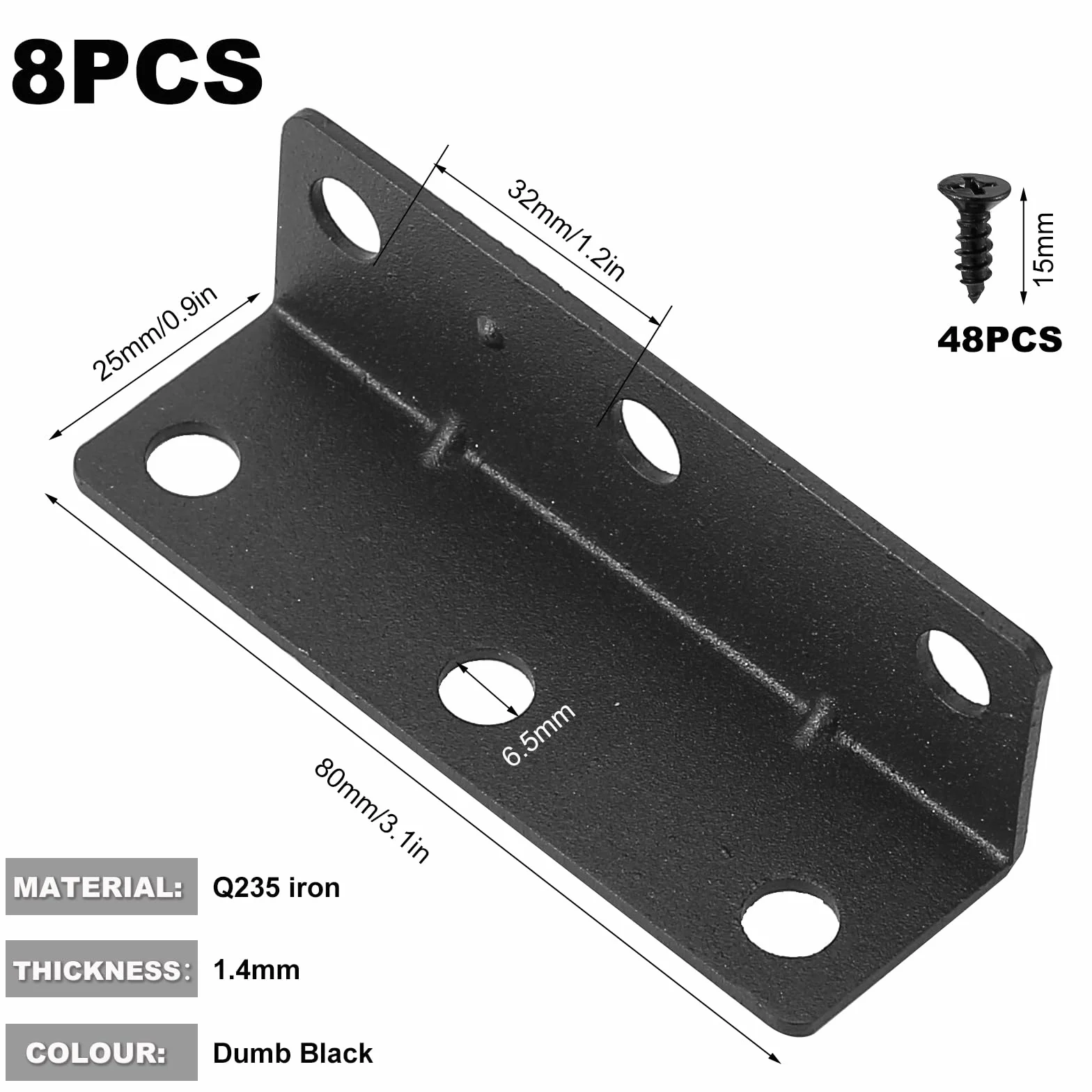 8 sztuk łącznika kątowego L (80 x 25 x 25 mm) 90 stopni, perforowany wspornik narożny do drewna, szeroki zakres kątowy do mocowania, naprawy mebli, wzmocnienia stawów