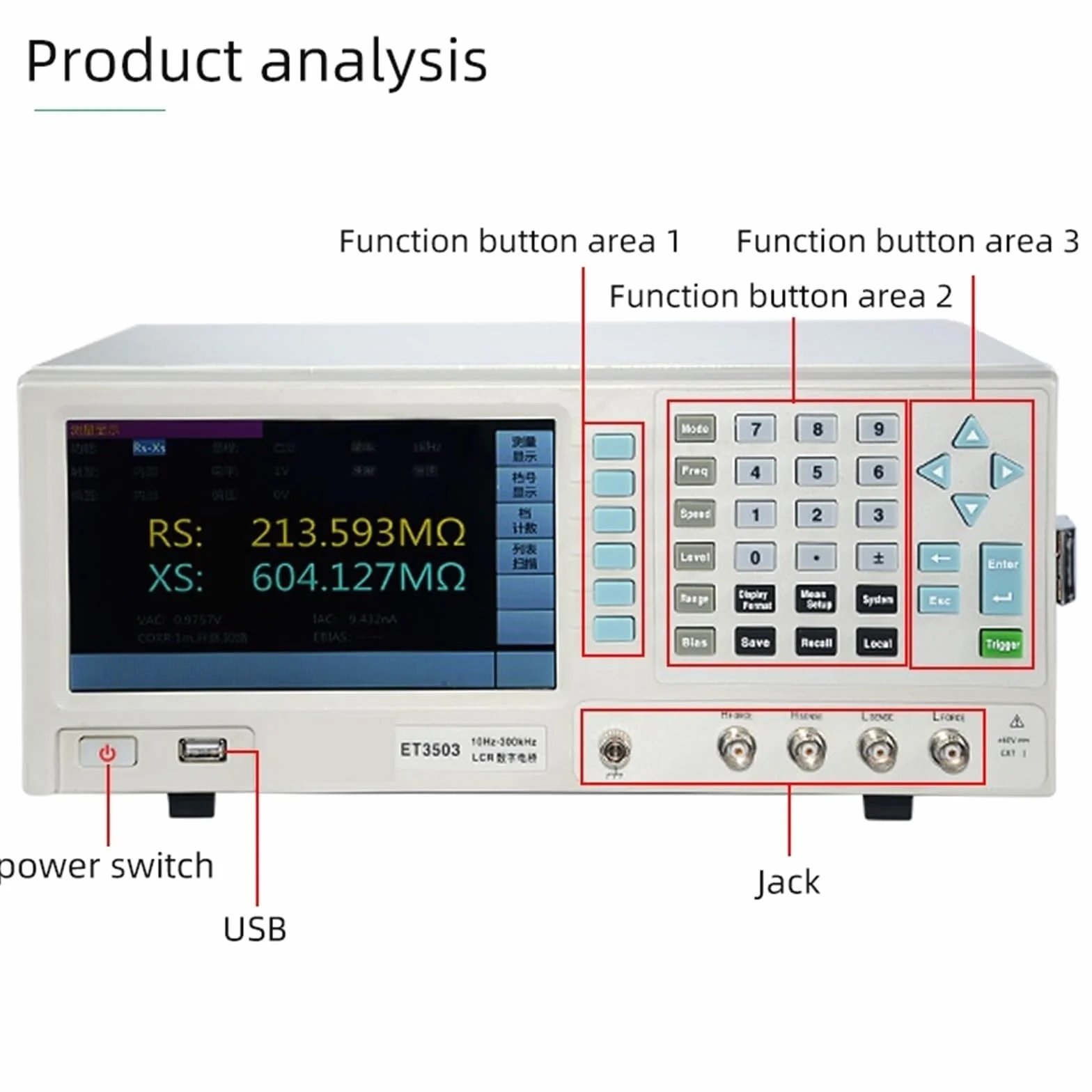 LCR Benchtop Digital Bridge 100kHz-1MHZ Miernik testowy na biurko Pojemność Rezystancja Impedancja Indukcyjność Pomiar(ET3503-300kHz)