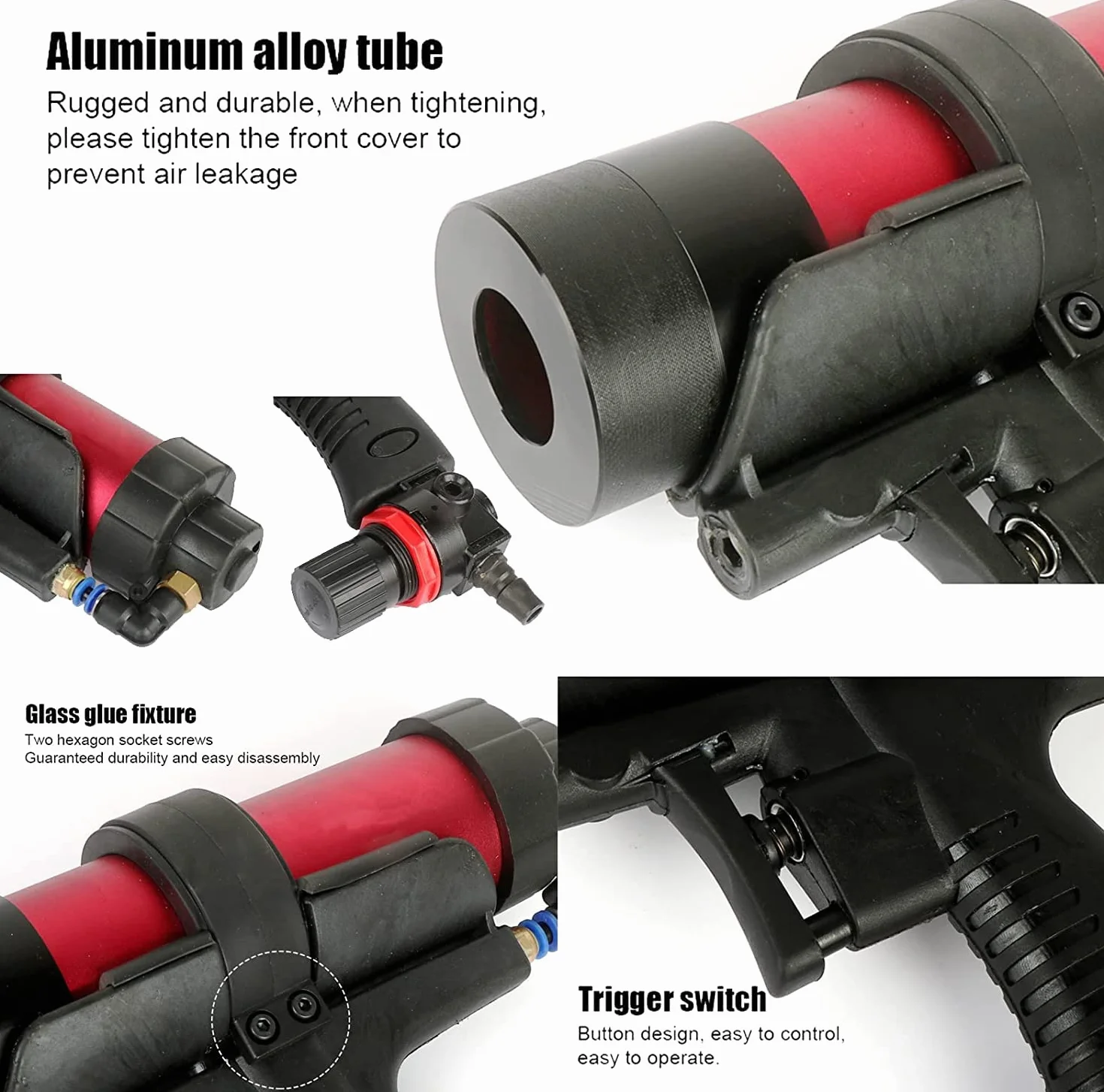 Regulowany pneumatyczny pistolet uszczelniający, aplikator twardego kleju 310 ml do silikonu, idealne narzędzie budowlane do uszczelniania i naprawy