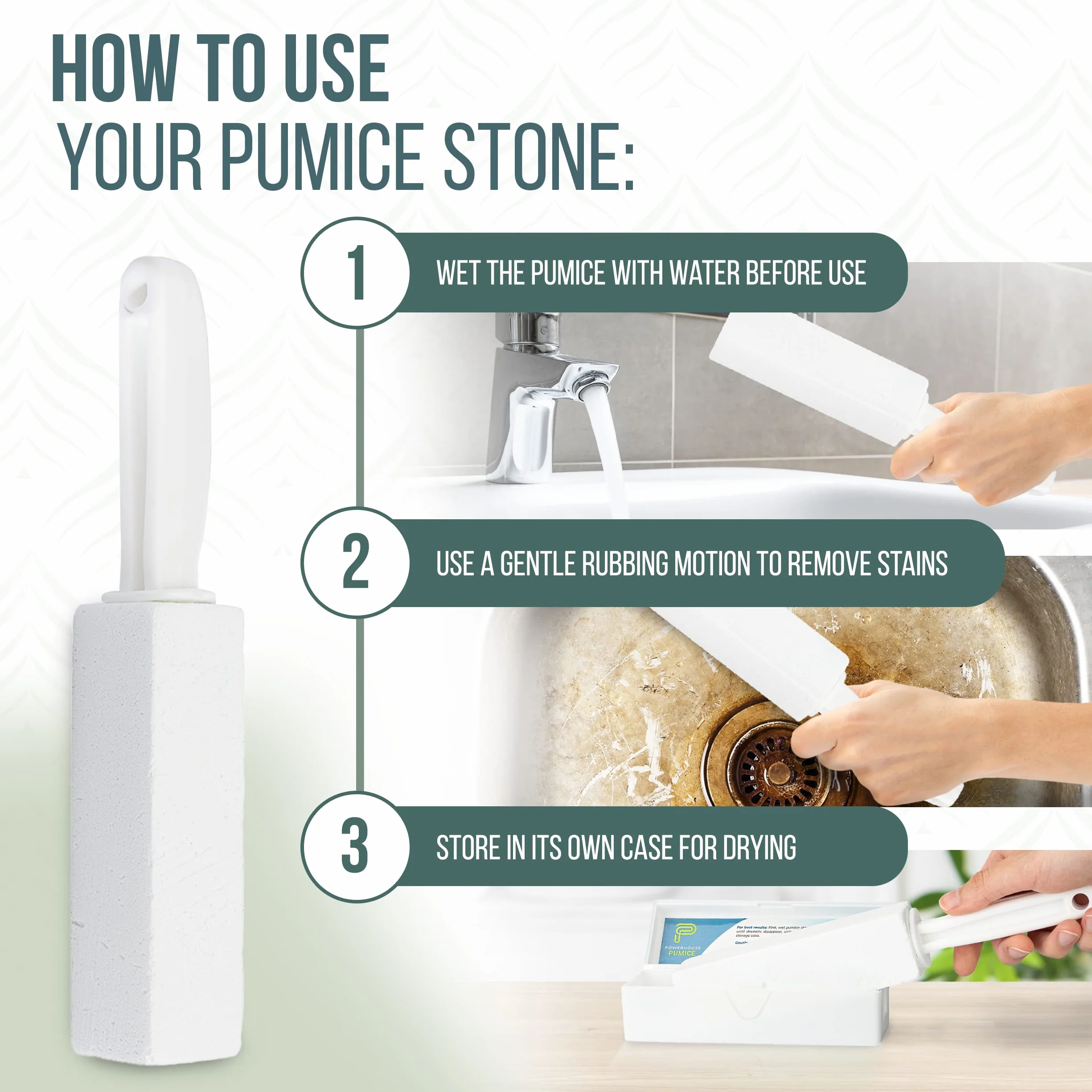 Powerstone Pumeks środek do czyszczenia muszli klozetowej z uchwytem (1 opakowanie) – niezawodne i nieszkodliwe rozwiązanie do czyszczenia osadów kamienia, plam z twardej wody na toaletach, grillach,