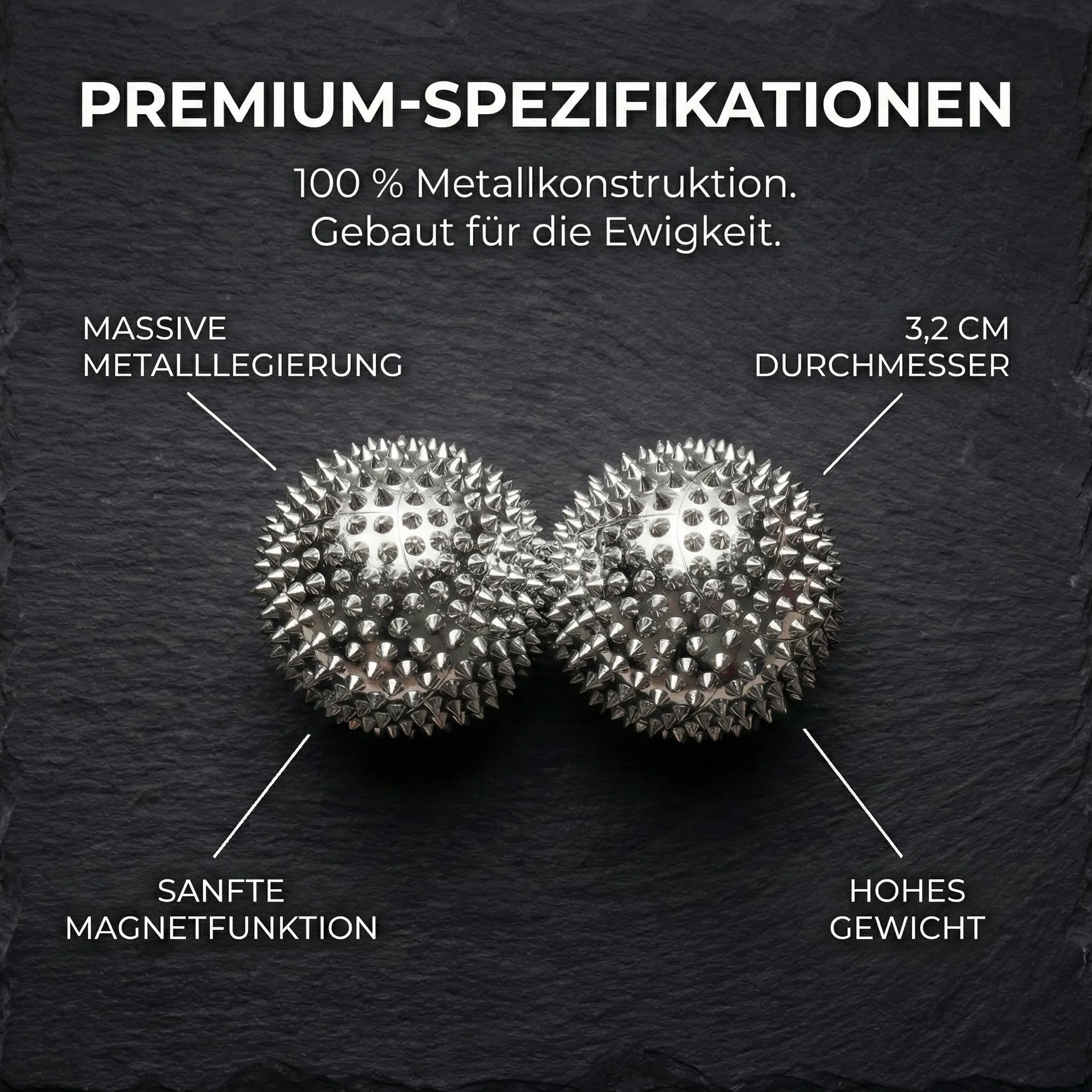 Metalowa magnetyczna piłka do akupresury z kolcami, zestaw 2 sztuki do masażu mięśni