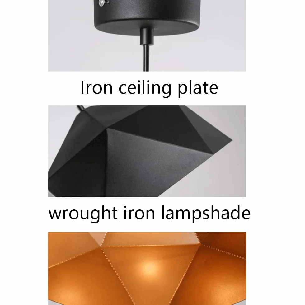 CHENKUI Czarny Minimalistyczny Klosz Wiszący Z Matową Geometrią Nowoczesna Sufitowa Lampa Wisząca E27/E26 Base Vintage Kreatywne Regulowane Żyrandole Do Kuchni, Sypialni, Jadalni, Kawiarni