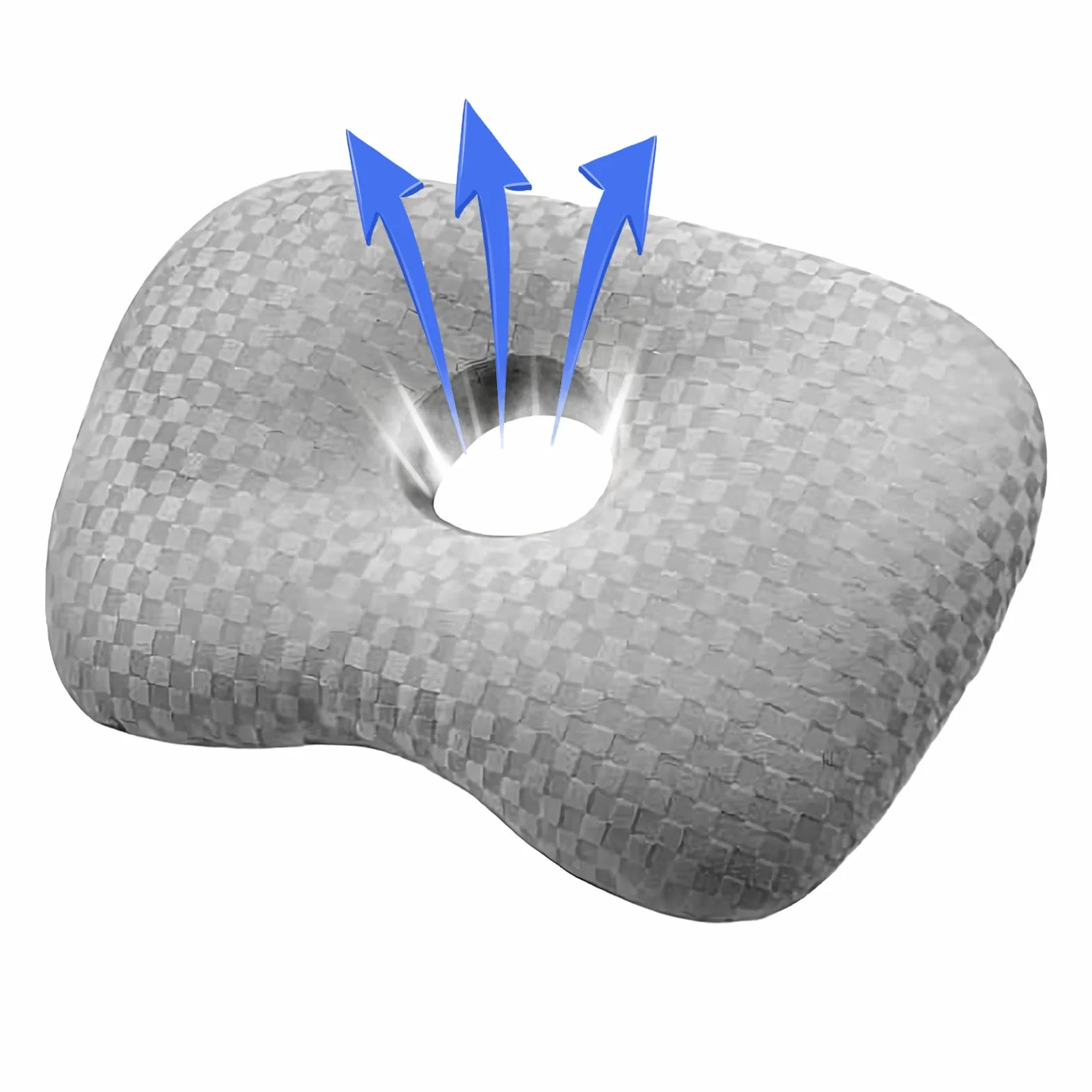 Piercing Pillow, Donut Pillow, 17.32x12.6x0.79inches, Ergonomic Cushion with Ear Holes, Soft and Supportive Design, Ideal for Travel, Office, Dorm, Car, Apartment, Road Trips, Gray Color