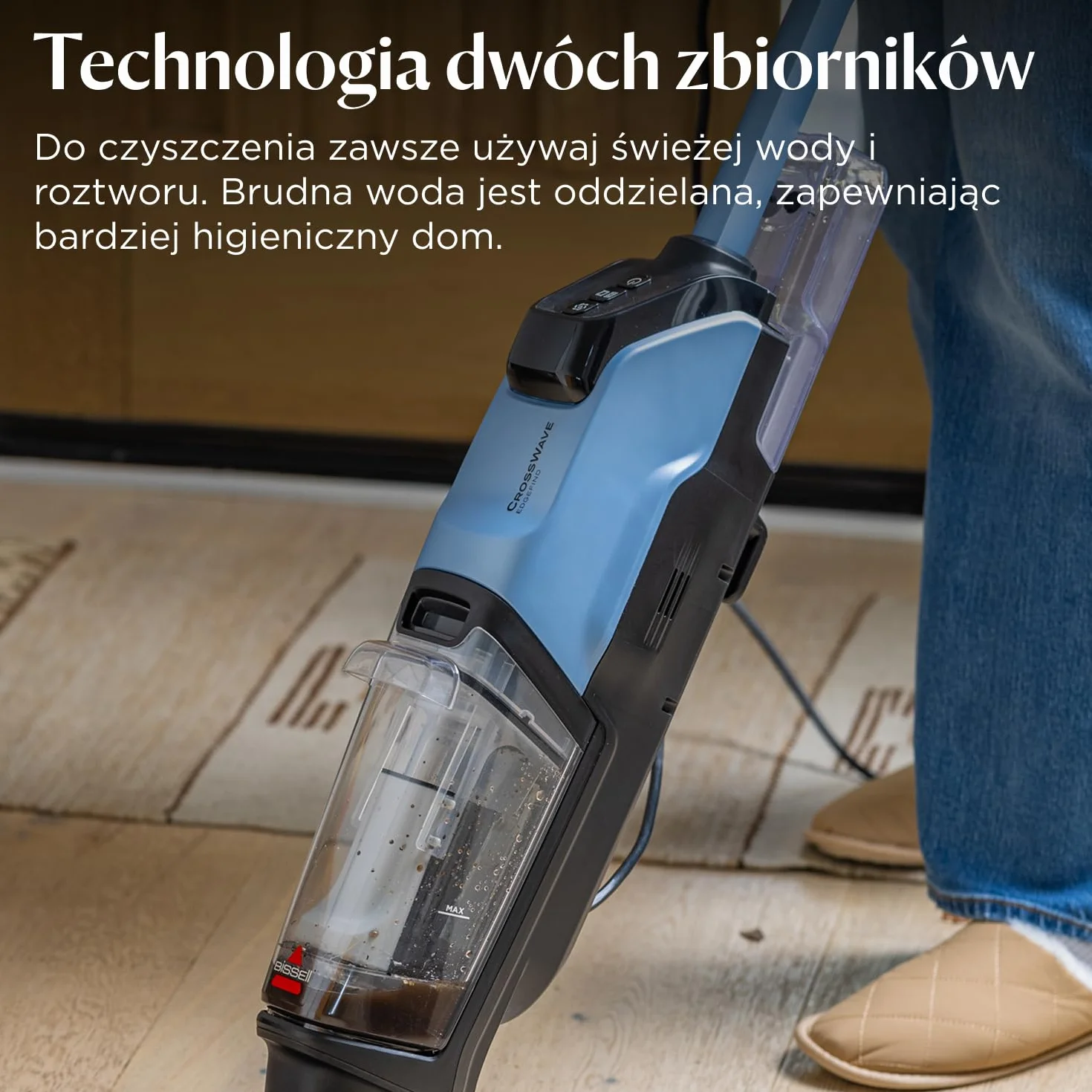 BISSELL CrossWave EdgeFind, odkurzacz do pracy na mokro i sucho, skuteczne czyszczenie po zwierzętach, odkurzacz do pracy na mokro z technologią ZeroGap, odkurzacz myjący, do wielu powierzchni, 4159N