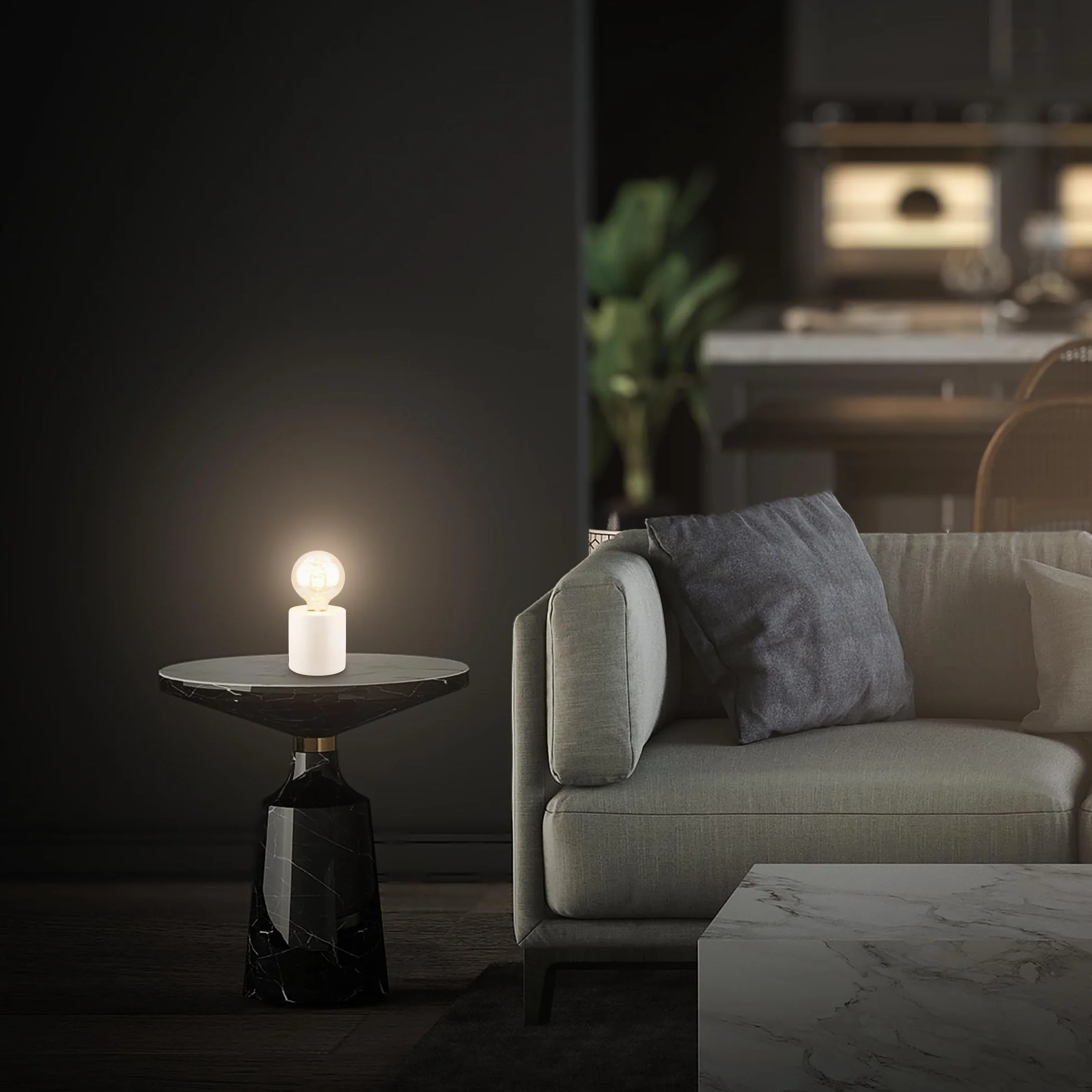 BRILONER - Lampa stołowa z przełącznikiem kablowym, ceramiczna podstawa, E27, maks. 10 W, lampka nocna, lampka, lampa biurowa, lampka do czytania, 10 x 10,3 cm, stara biel