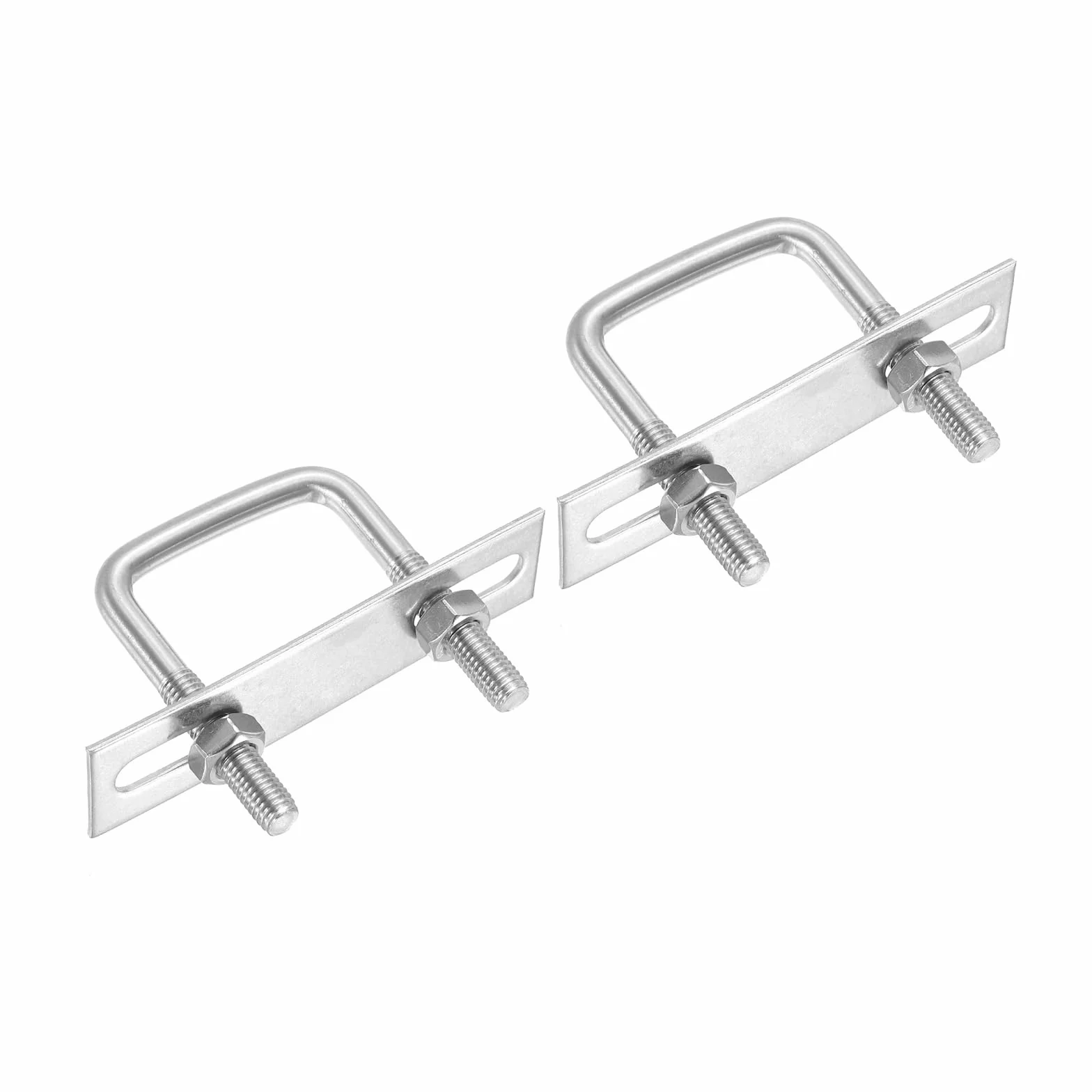 PATIKIL Zestaw kwadratowych śrub w kształcie litery U M8x45x75 mm, 2 sztuki 304 śruby U ze stali nierdzewnej z płytami mocującymi i nakrętkami do nart łodzi przyczepy
