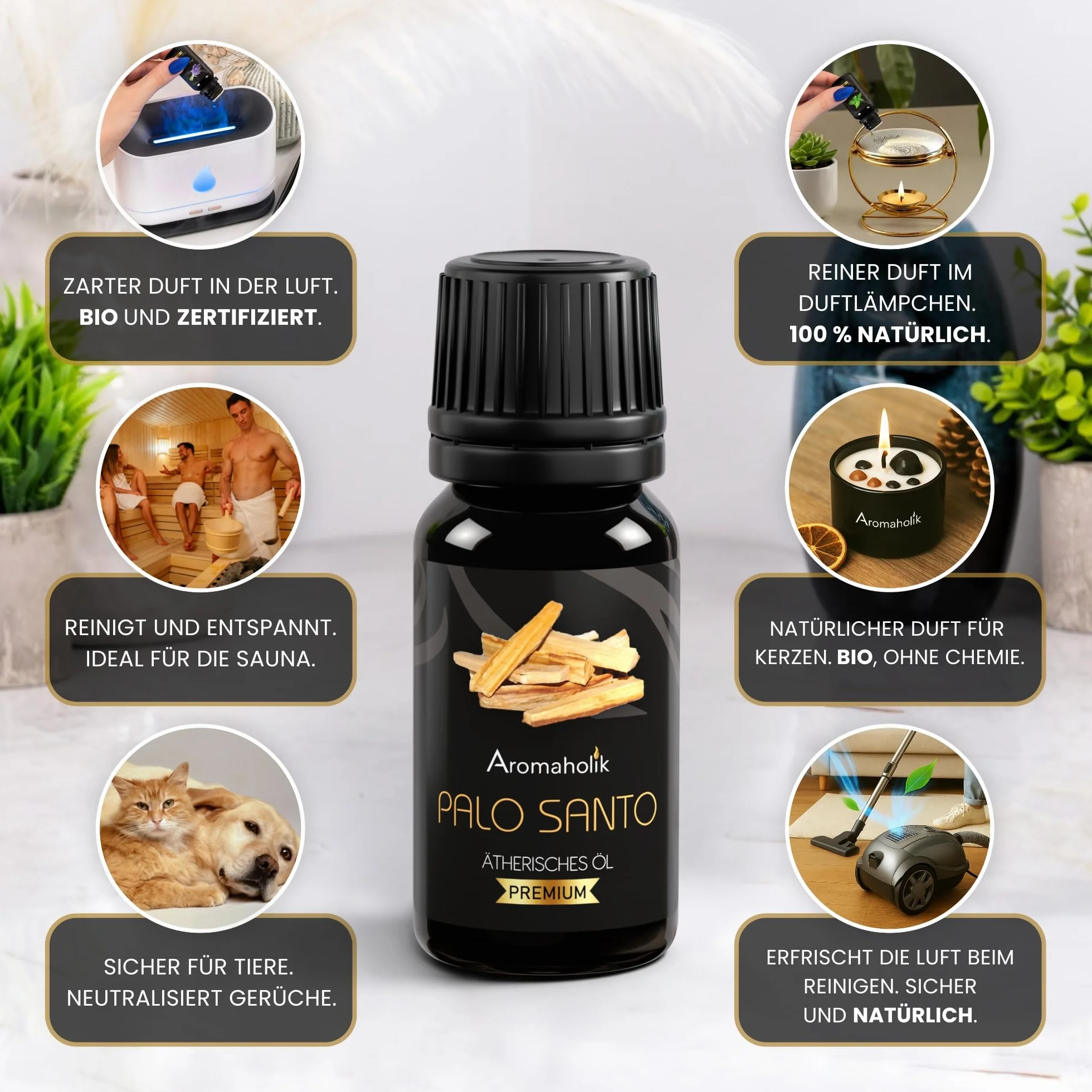Olejek Palo Santo BIO 100% Naturalny 10 ml - Olejek Eteryczny do Aromatyzacji i Masażu Aromaholik