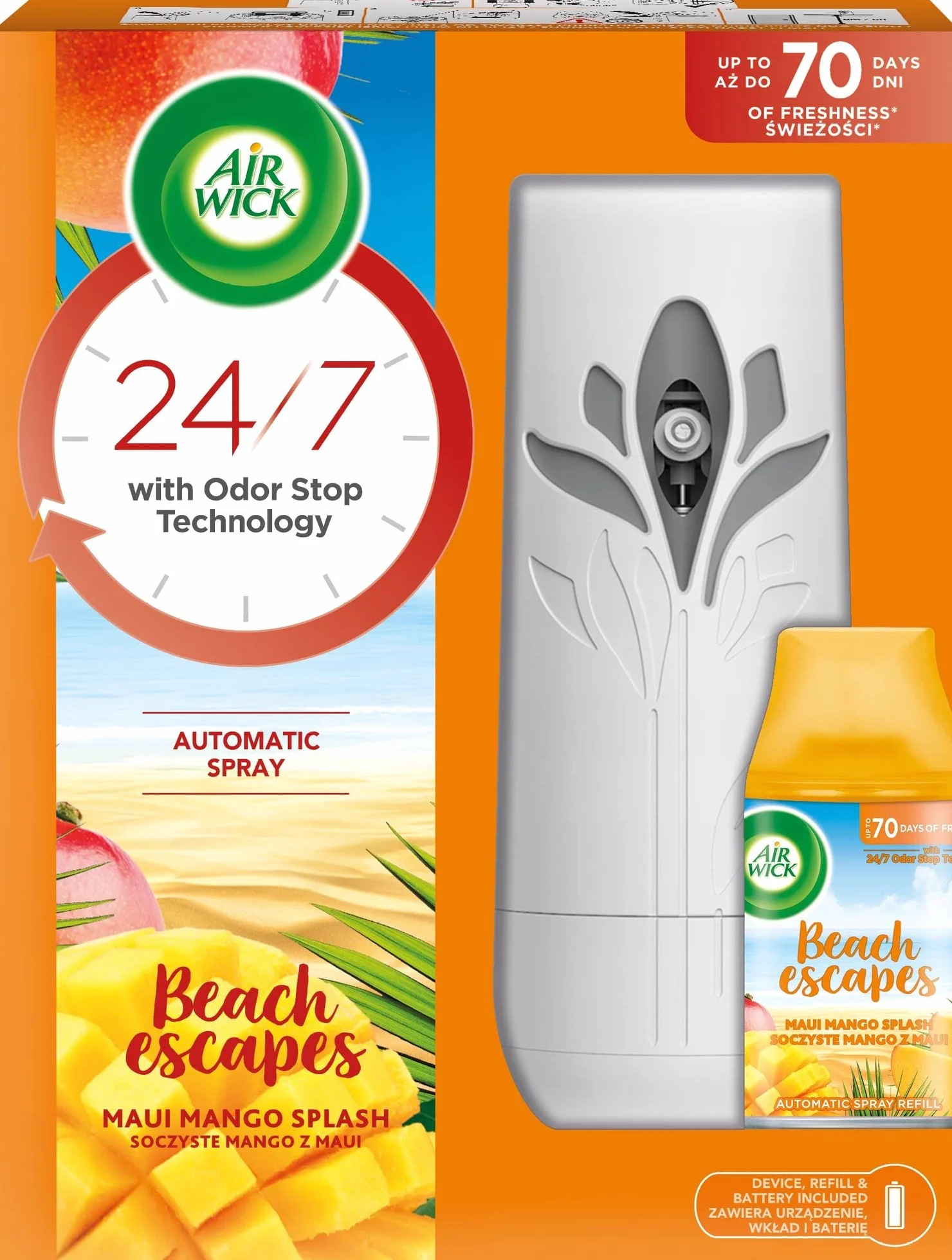 Air Wick Freshmatic Soczyste Mango z Maui/Maui Mango Splash 250ml Komplet