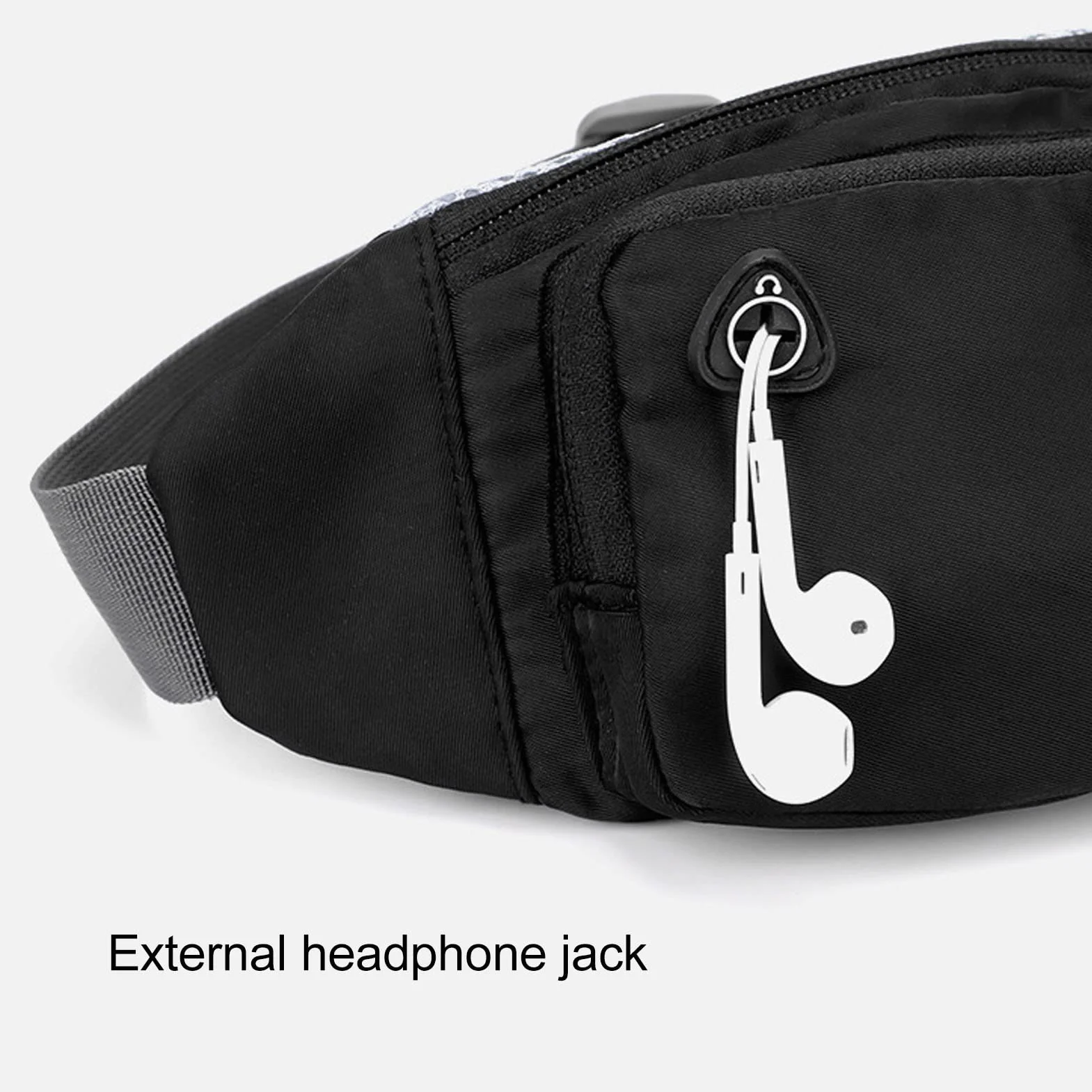 Ausla Nylonowa Torba w Talii Fanny Pack Bag Paska z Regulowanym Paskiem Wodoodporna Konstrukcja Oddychająca z Tyłu Oddychania do Biegania na Rowerze (Nylon czarny (szary pasek))