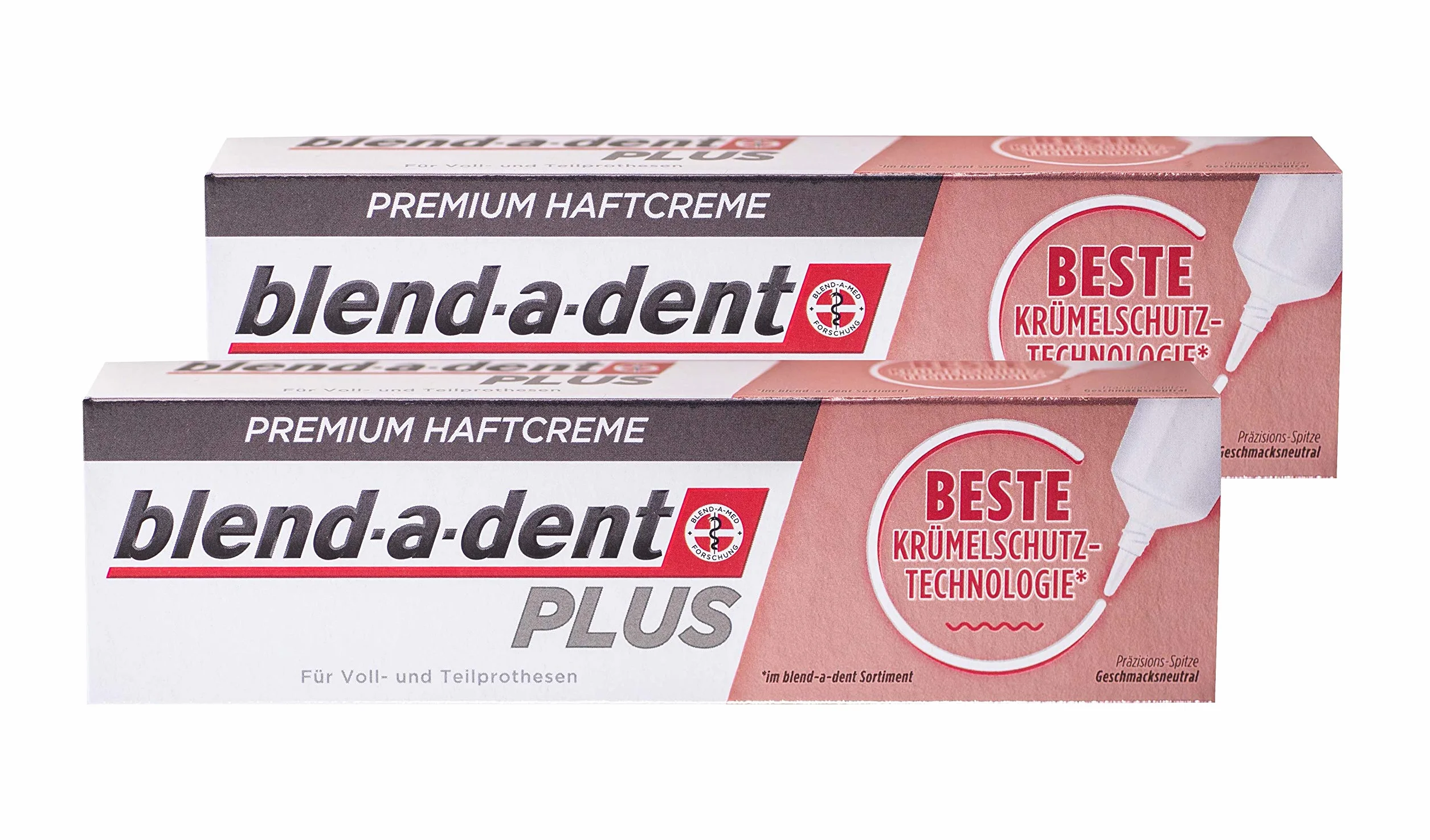 2 x Blend a dent Plus Premium krem samoprzylepny do ochrony przed drobnoustrojami 40 g do protez pełnych i częściowych
