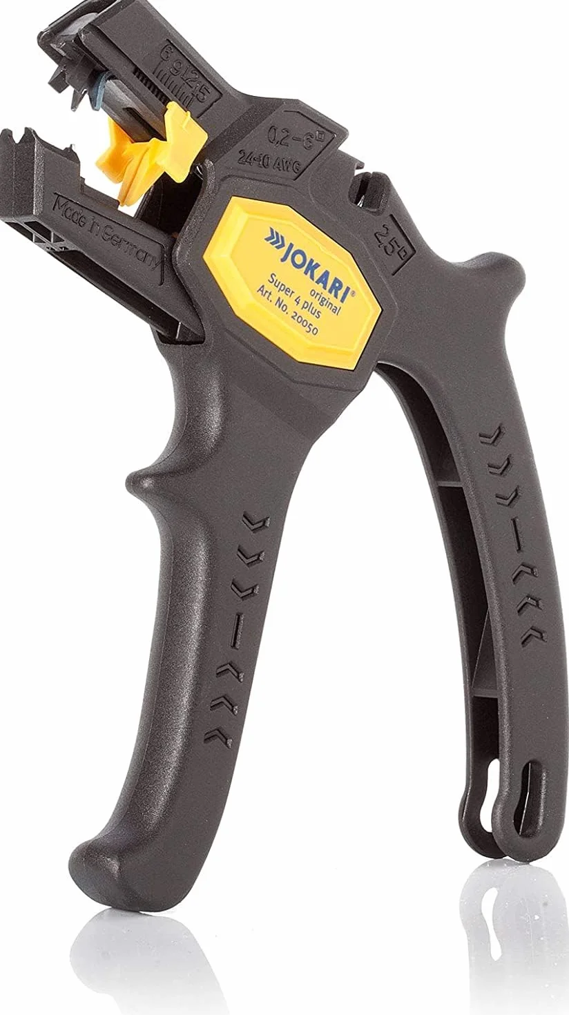 Jokari Zestaw do obróbki kabli (z nożem do kabli nr 28, odkaszarka do kabli nr 12 i szczypce do ściągania izolacji Super 4 Plus, do kabli okrągłych Ø 8-28 mm) 490107
