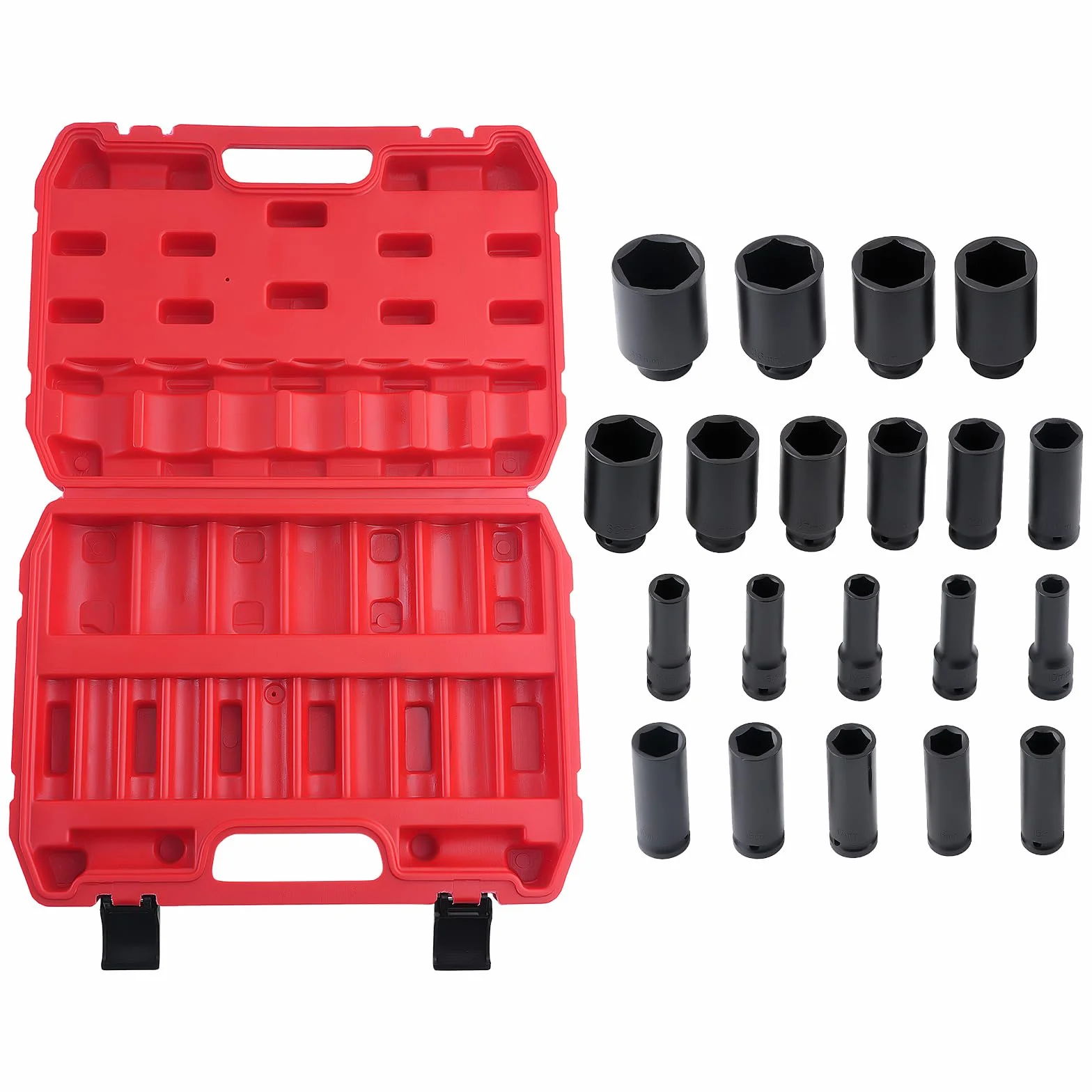 maXpeedingrods 20-częściowy klucz nasadowy do wkrętarki udarowej CRV 10-38 mm, do warsztatu, samochodów osobowych, warsztatów samochodowych, serwis opon, 6-punktowy, zestaw nasadek udarowych