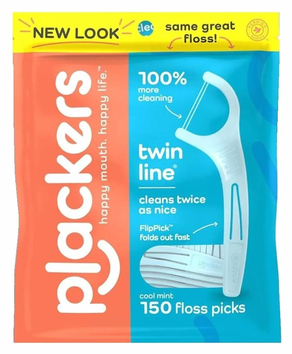 Plackers, Twin-Line, irygatory dentystyczne, rozmiar wartościowy, chłodna mięta, 1 x 150 szt