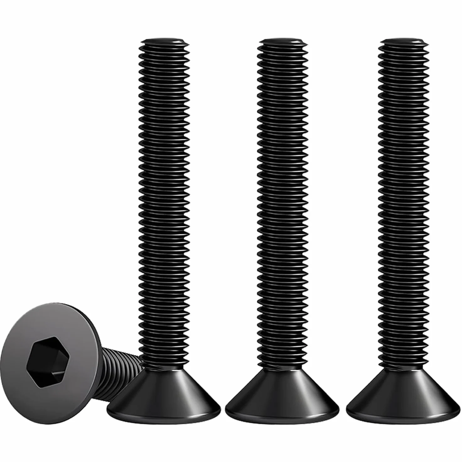 Drenky 25 szt. śrub z łbem stożkowym czarne stal nierdzewna M6 x 45 mm DIN 7991 gniazdo sześciokątne z łbem stożkowym A2 V2A VA