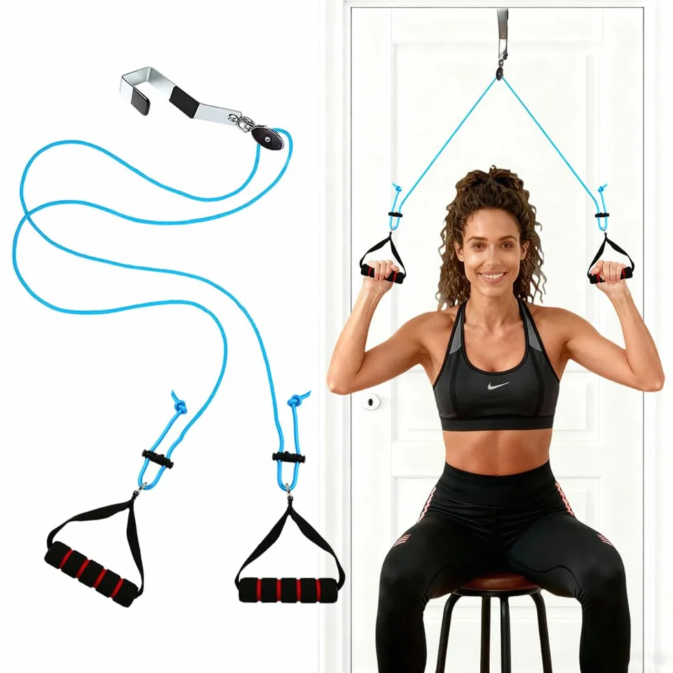 flintronic Schultertrainer Pulley, Schlingentrainer do ćwiczeń mobilności ramion z uchwytami i mocowaniem Niebieski