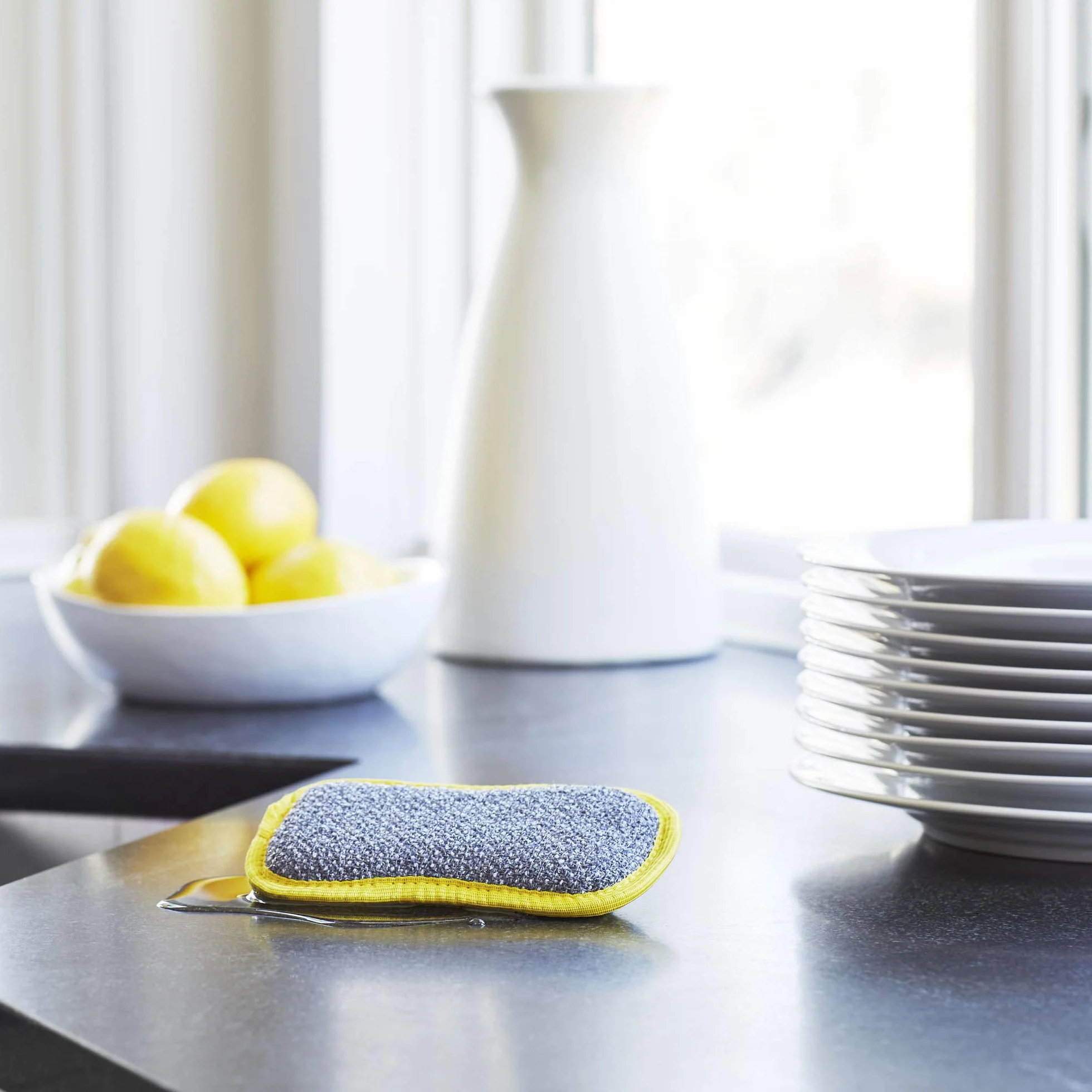 E-Cloth Alternatywa gąbka z mikrofibry, poliester, żółty-4 opakowanie, ekologiczne opakowanie