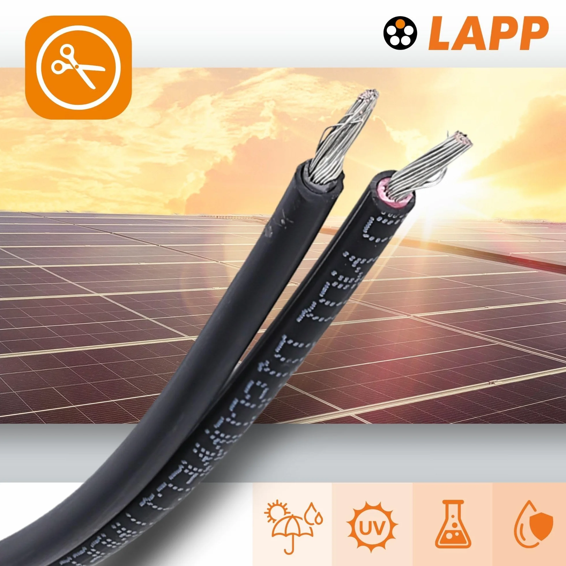 10 m Lapp ÖLFLEX Solar XLS-R T przewód solarny 2 x 4 mm² BK/RD kabel solarny podwójny przewód, 2 x 4 mm²