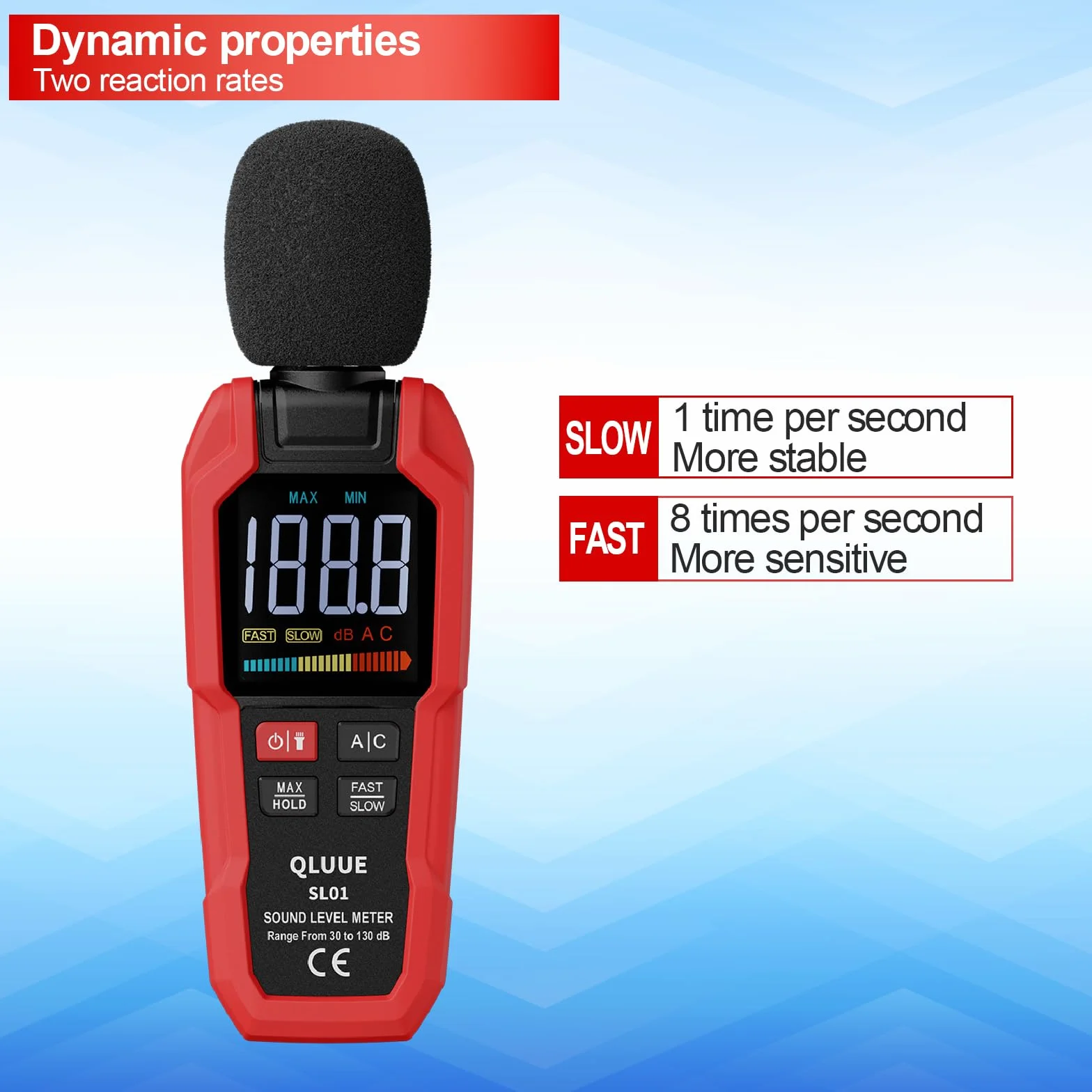 Cyfrowy przenośny miernik poziomu dźwięku, 30 dB do 130 dB, wyświetlacz LCD z obciążeniem A/C, może być używany w domu, w fabryce i na ulicy