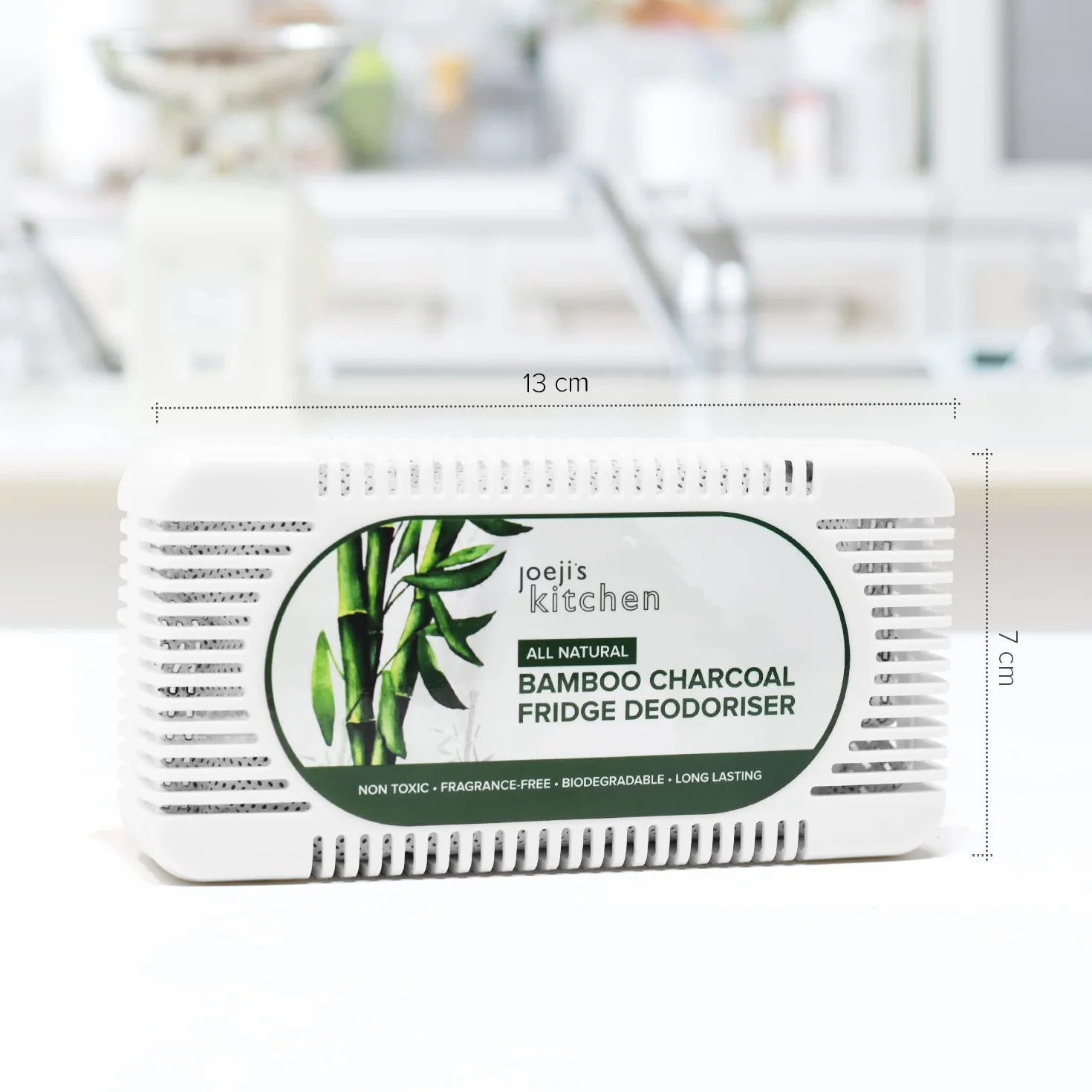 Joeji's Kitchen 2 szt. bambusowych aktywnych węgli do lodówki, oczyszczacz powietrza – przyjazny dla środowiska neutralizator zapachów – osuszacz powietrza z naturalnego bambusa