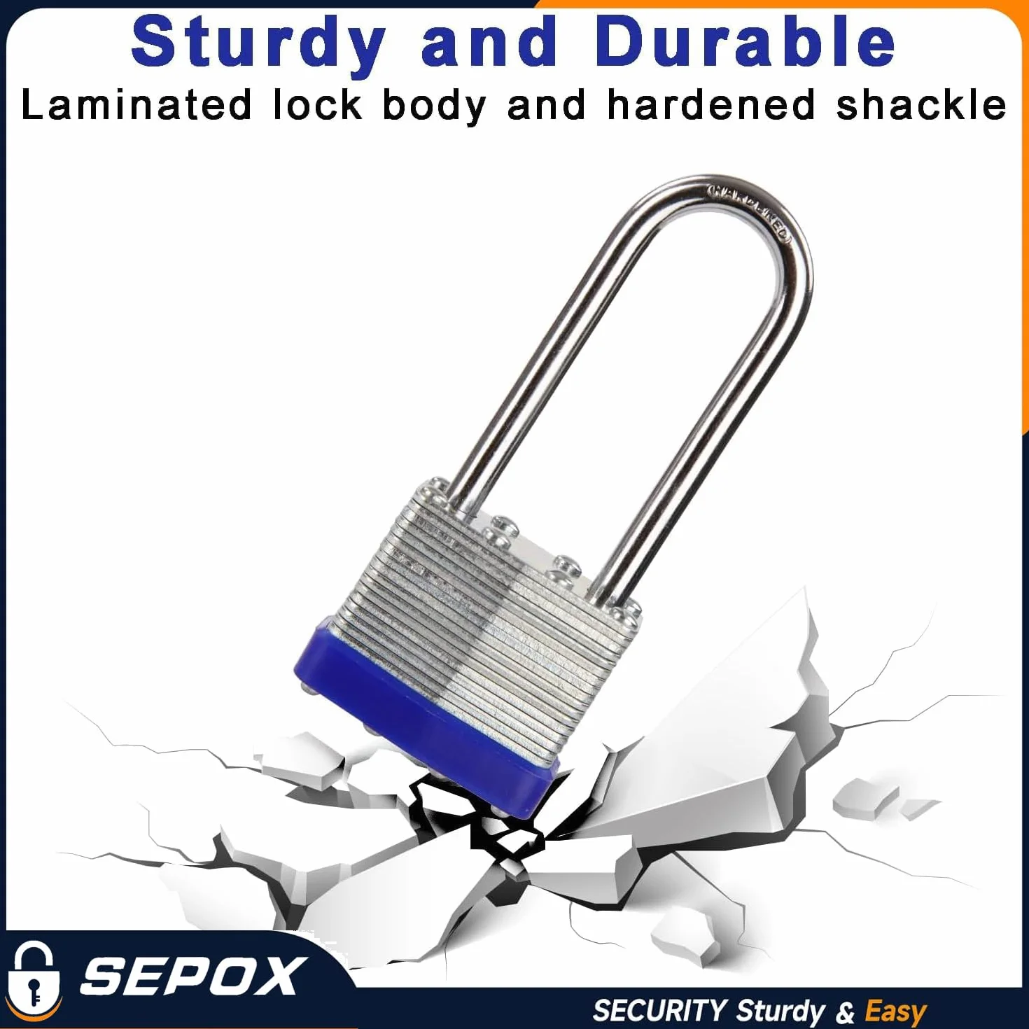 SEPOX® 14 szt. zestaw kłódki laminowane podobne do kluczy z tym samym kluczem, hartowana stal, długa szekla, opakowanie 14 1-9/16 cala, 40 mm, wytrzymały stalowy korpus zamka każdy zamek z 2 dużymi