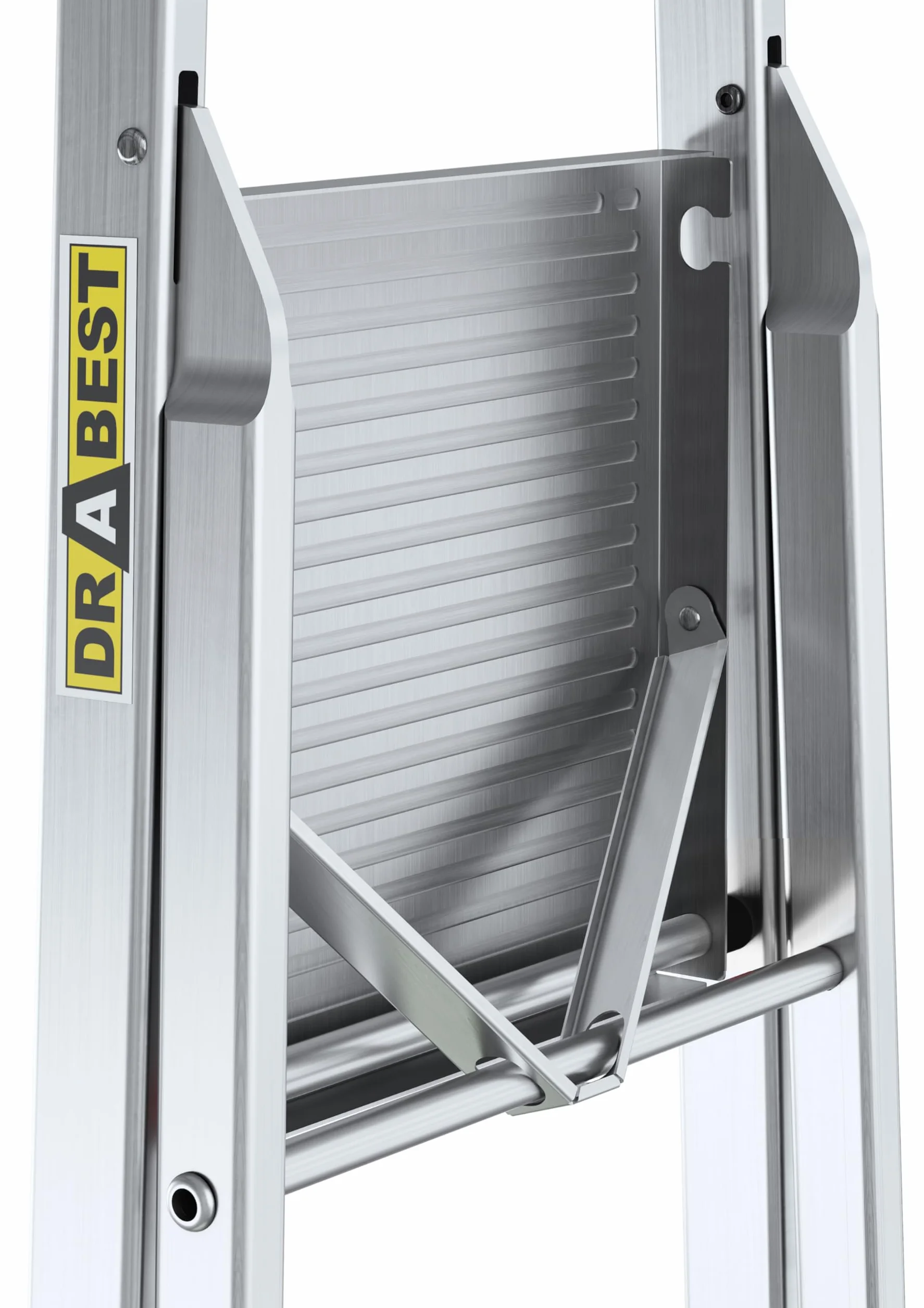 Drabest Aluminiowa 5-Stopniowa Drabina Domowa Udźwig 125 KG - Drabina Z Barierką Zabezpieczającą I Platformą Roboczą - Drabiny Wielofunkcyjne - Drabiny 5-Stopniowe - 45 X 168 X 12 Cm