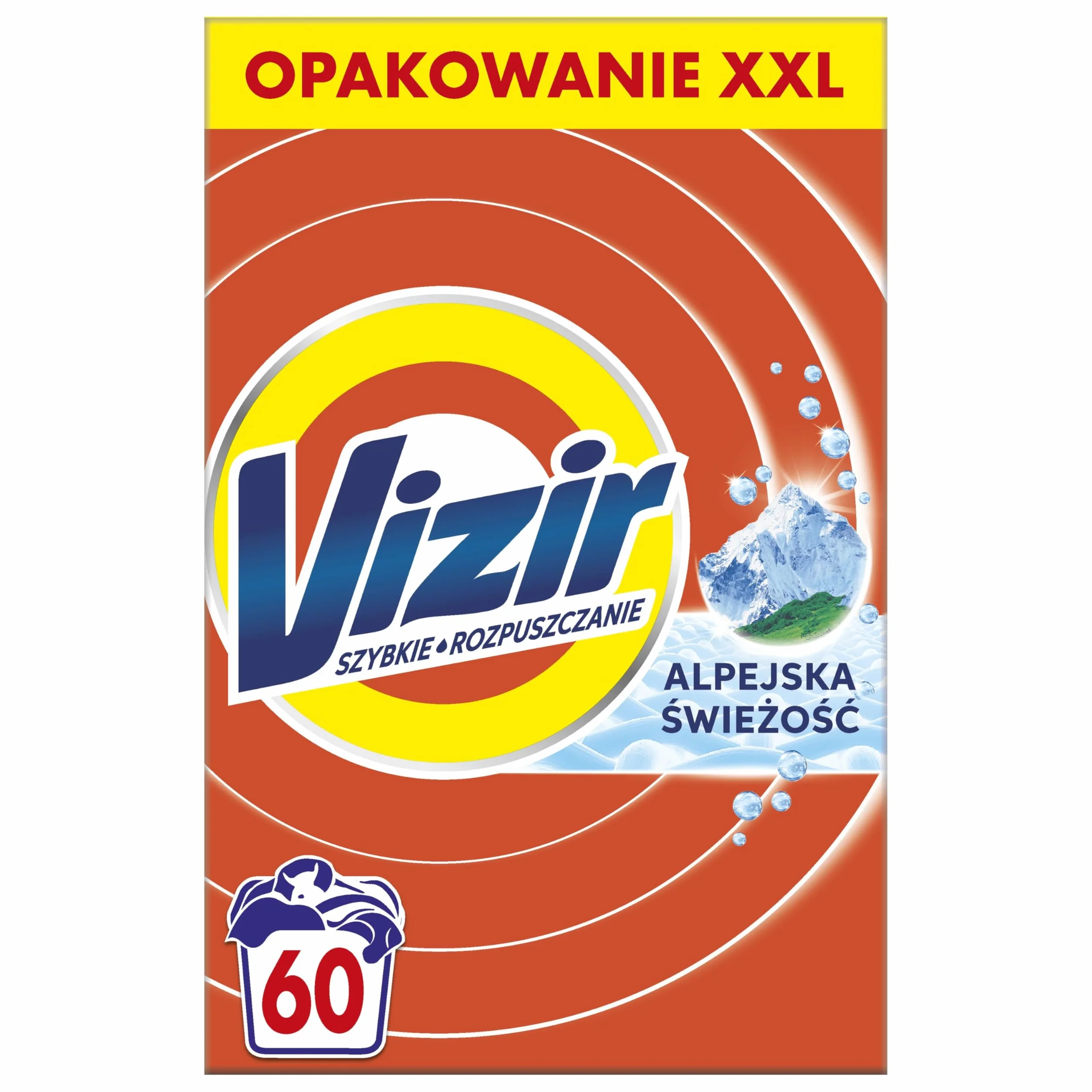 Vizir Skoncentrowany szybko rozpuszczający się proszek do prania Alpine Fresh, 60 prań, Olśniewające pranie z technologią Anti-Residue, nawet w zimnej wodzie