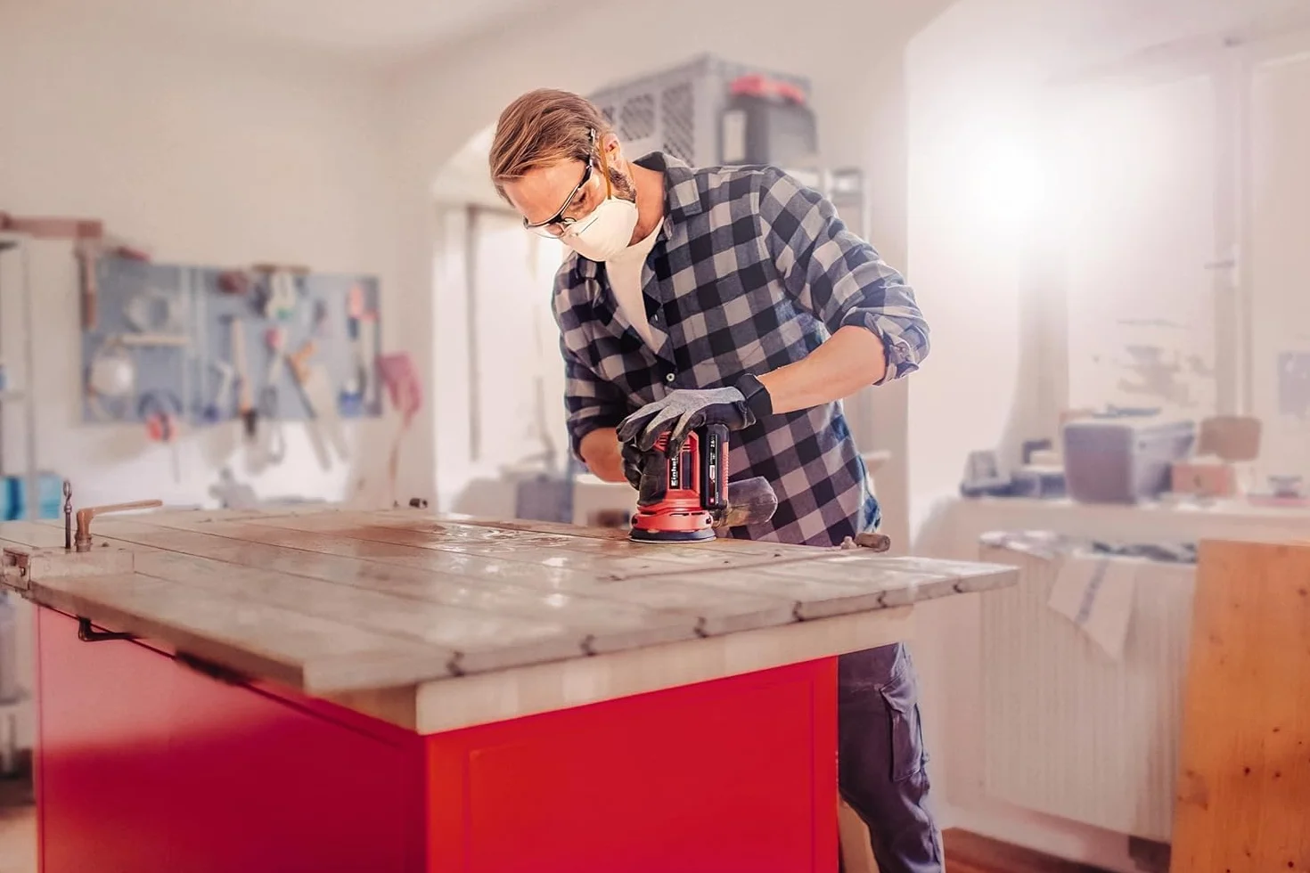 Einhell Akumulatorowa szlifierka mimośrodowa TE-RS 18 Li Solo Power X-Change (Li-ion, 18 V, tarcza szlifierska Ø 125 mm, uchwyt Softgrip, w tym 1 x papier ścierny, bez akumulatora i ładowarki)