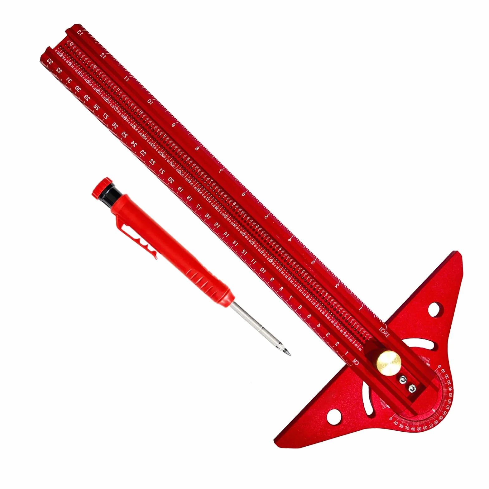 Narzędzia do obróbki drewna i stolarki Aluminiowy Regulowany Kątownik | Linijka Z Rysikiem Do Znakowania Linii W Obróbce Drewna do konstrukcji szkieletowych, mierzenia, znakowania oraz u