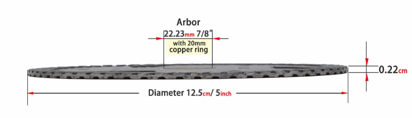 Diamentowe tarcze tnące do szlifierki kątowej， 1 sztuka 5" Tarcza do cięcia kamienia T-segmentowana 125 mm Tarcze diamentowe do granitu, betonu, piaskowca, tarcze tnące klasy premium