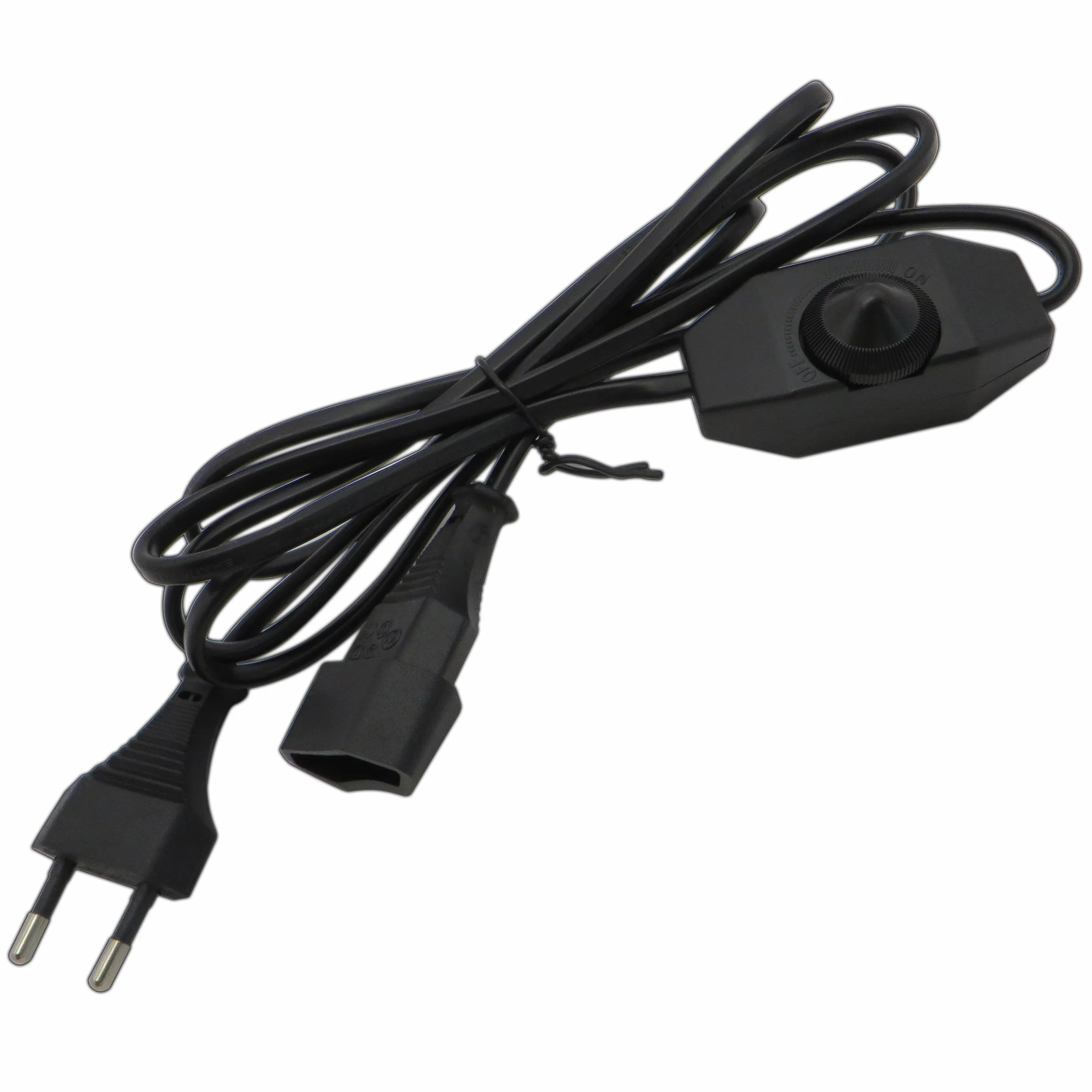 Ściemniacz LED 1-60 W z kablem o długości 2 m (wtyczka + gniazdo), bezstopniowe ściemnianie/ściemnianie (żyłowy ściemniacz obrotowy) do żarówek LED – przełącznik ściemniacza pośredniego (czarny)