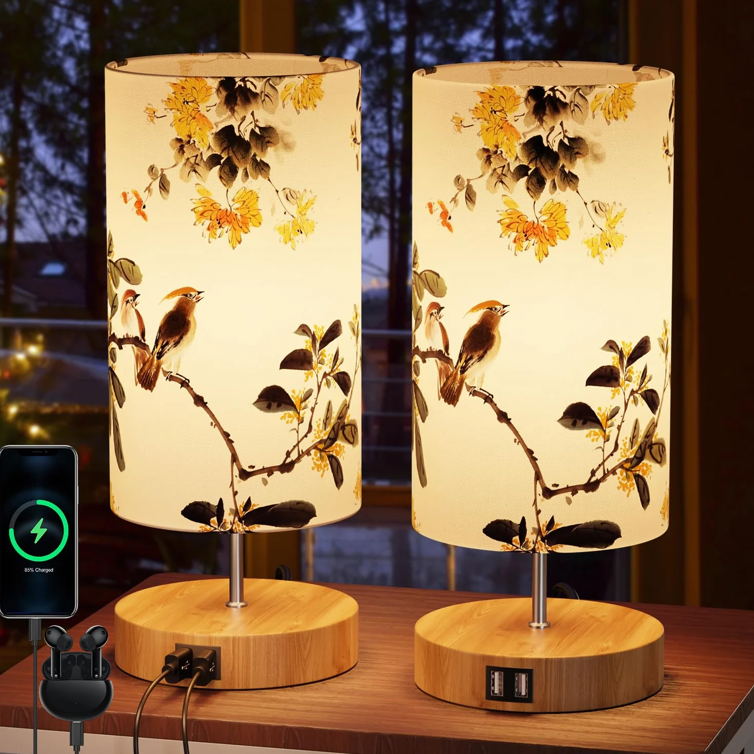 GPATIO lampa LED dotykowa ściemniana zestaw 2 szt. z nadrukiem 2 porty USB
