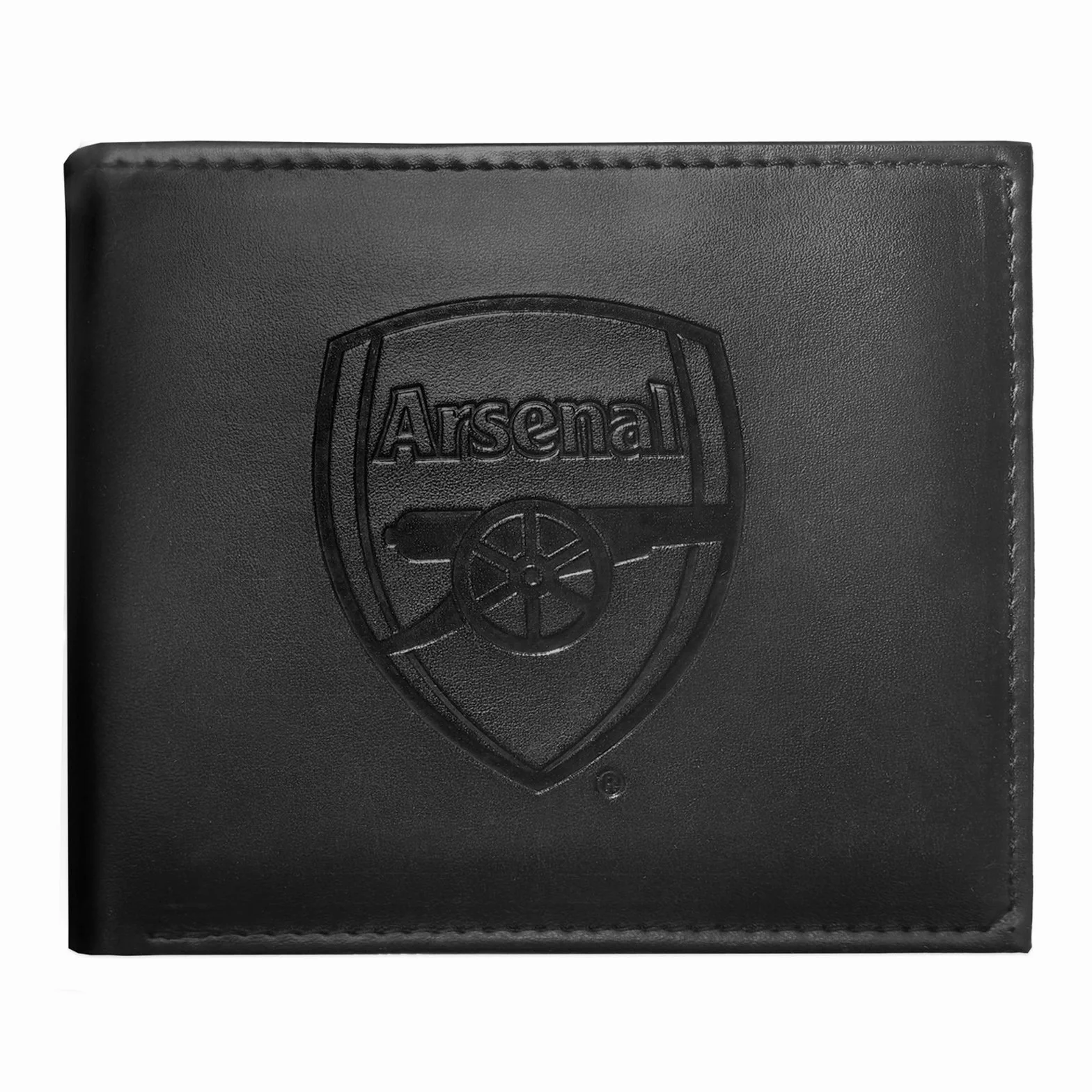 Arsenal F.C. - Portfel z wytłaczanym herbem klubu - na prezent - oficjalne gadżety i akcesoria piłkarskie - Czarny