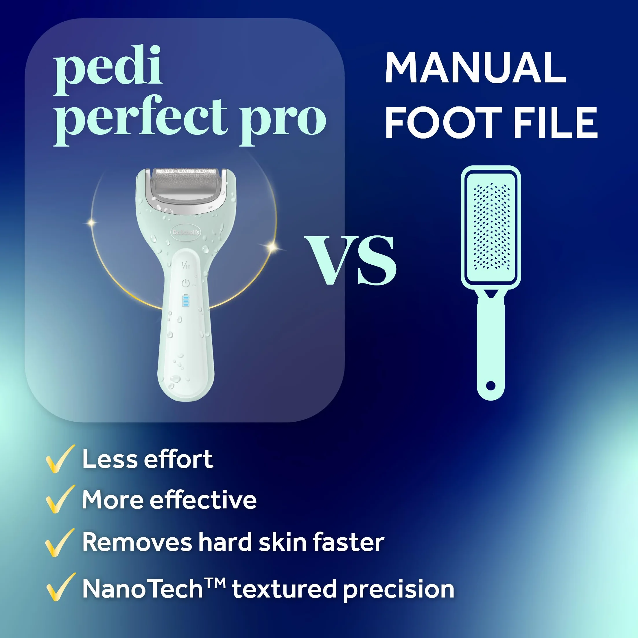 Dr. Scholl's Pedi Perfect Pro profesjonalny elektryczny pedicure do stóp, wodoodporny, akumulatorowy, 3 głowice