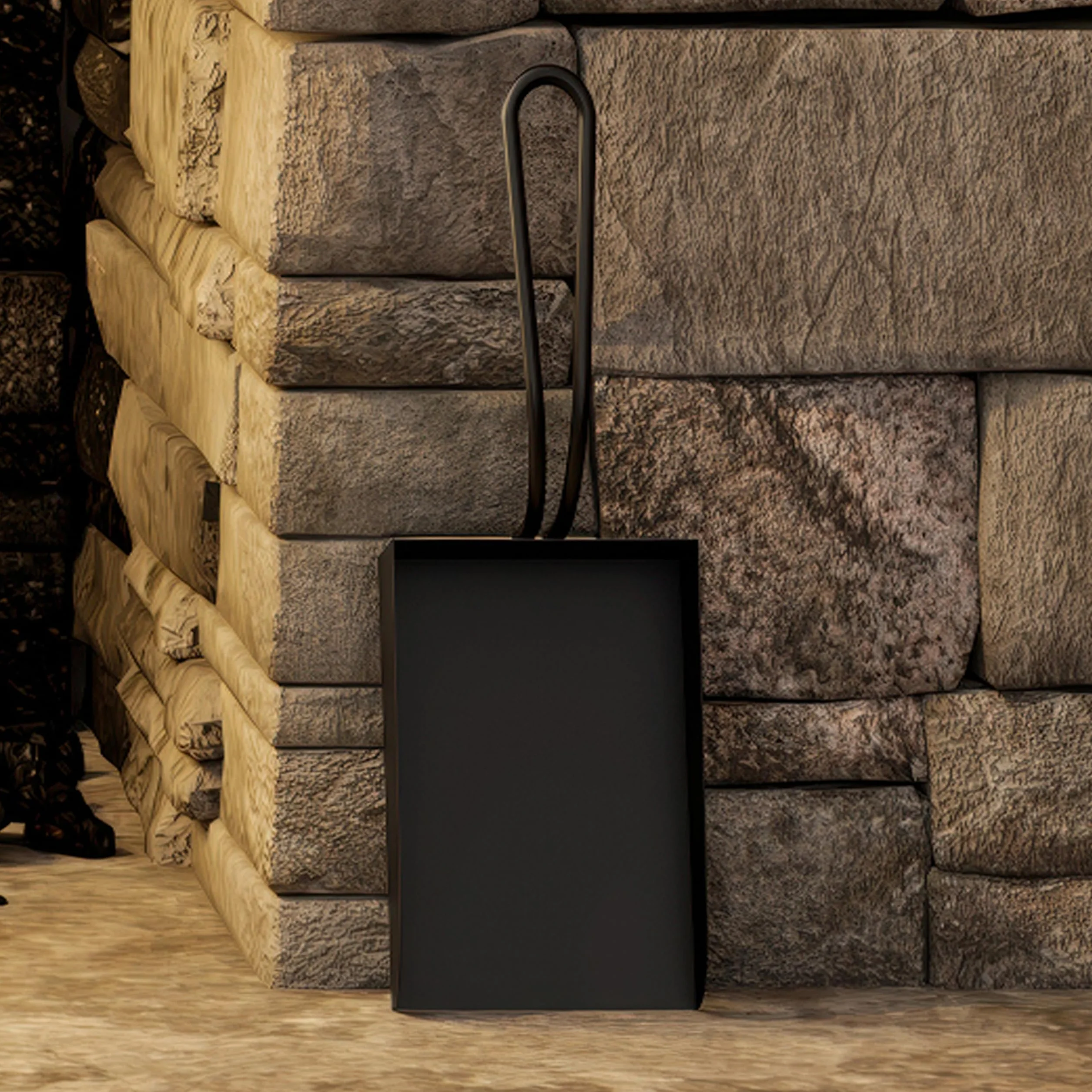 Kingson Czarna łopata kominkowa - 25 x 10 cm - akcesorium do palnika na drewno - trwałe i stylowe narzędzie do wydajnej konserwacji paleniska