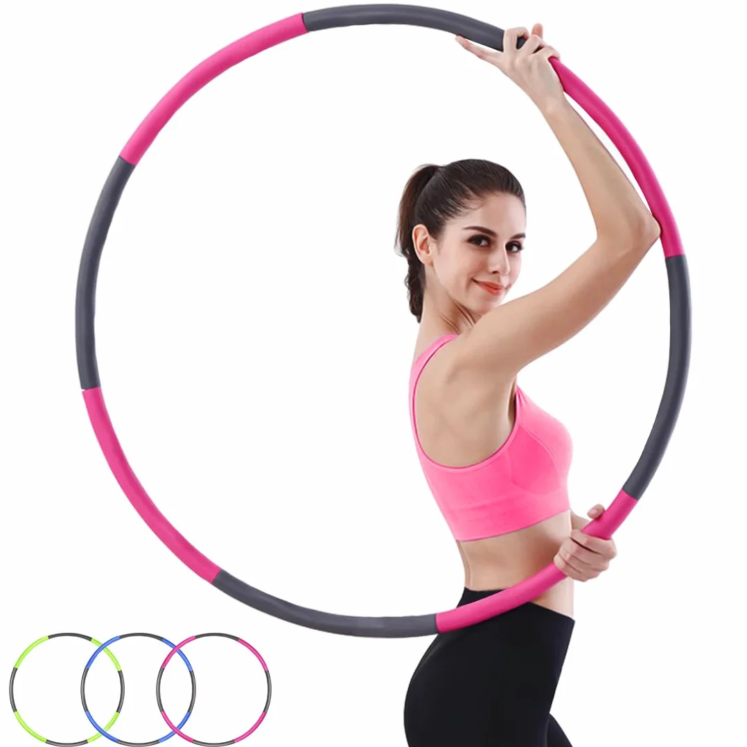 ROMIX Ważony Hula Hoop, Profesjonalne Zdejmowany 8 Segmentowy Hoola Hoop Odpowiednie dla Dorośli i Dzieci, Ważona Regulowane Piankowa Wyściełana Obrecz Fitness do Redukcji Wagi